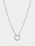 Collar De Eslabones Pendente Con Circonitas - Plata De Ley 925