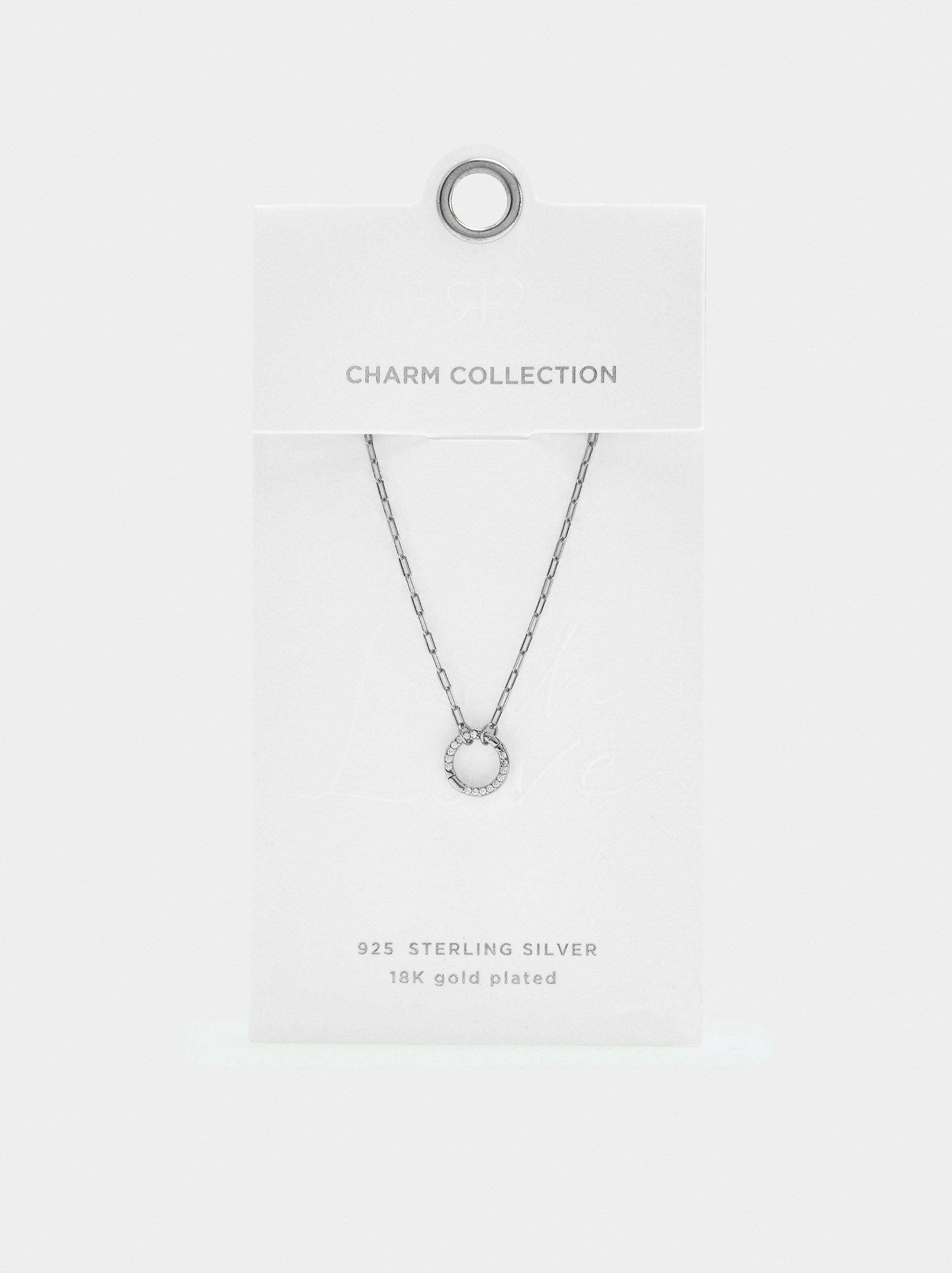Collar De Eslabones Pendente Con Circonitas - Plata De Ley 925