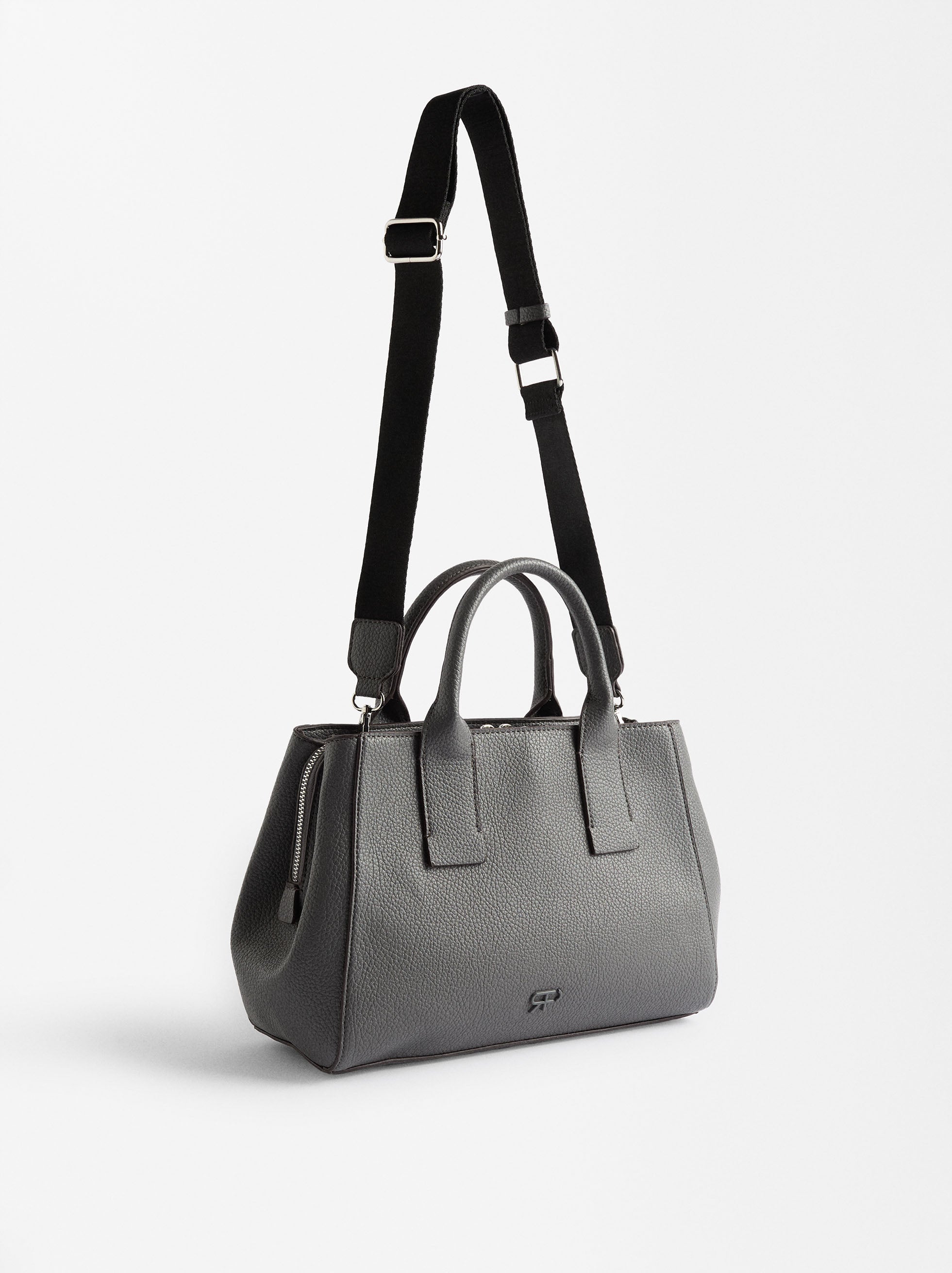 Bolso Tote Con Textura Y Bandolera
