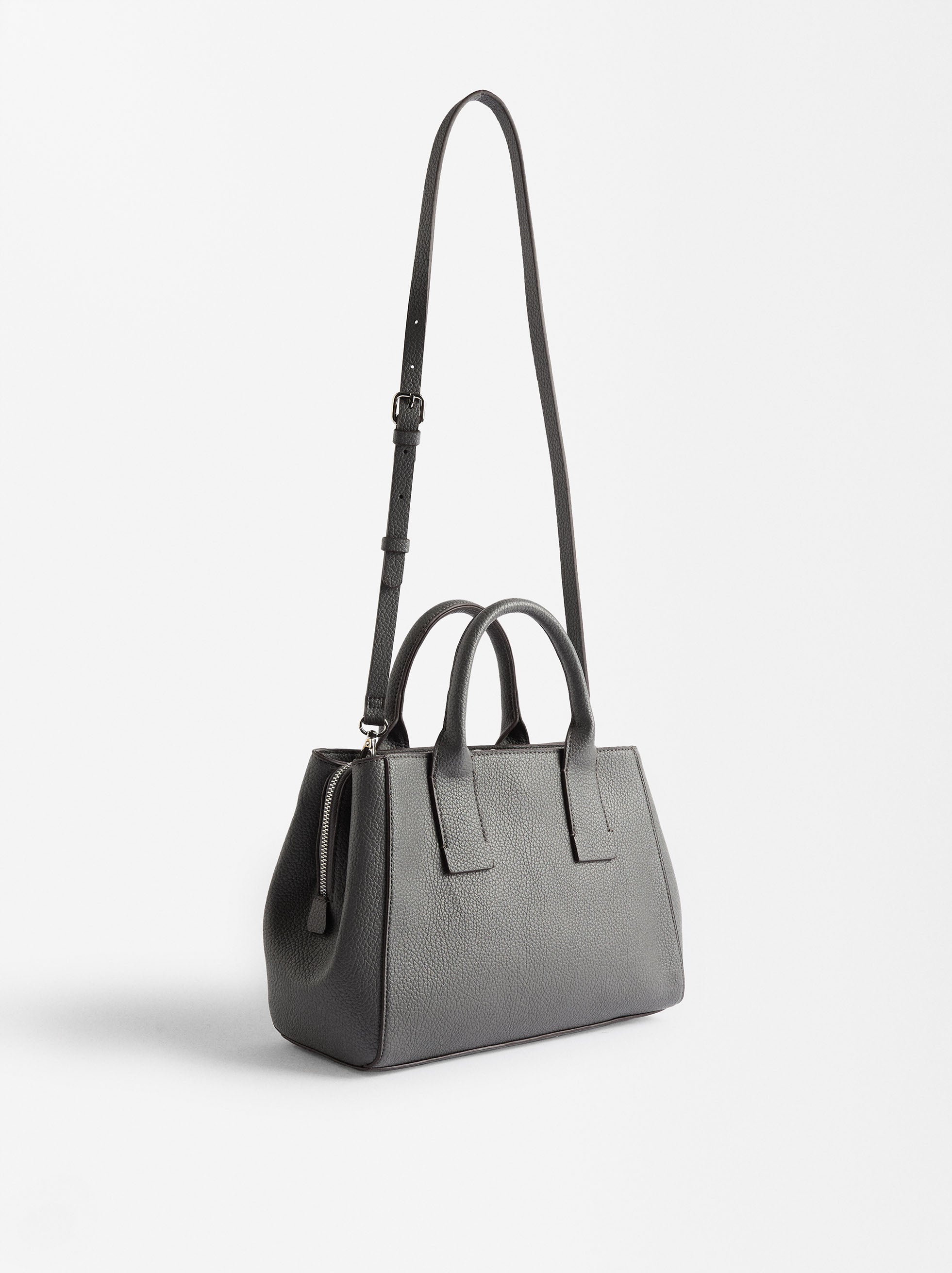 Bolso Tote Con Textura Y Bandolera