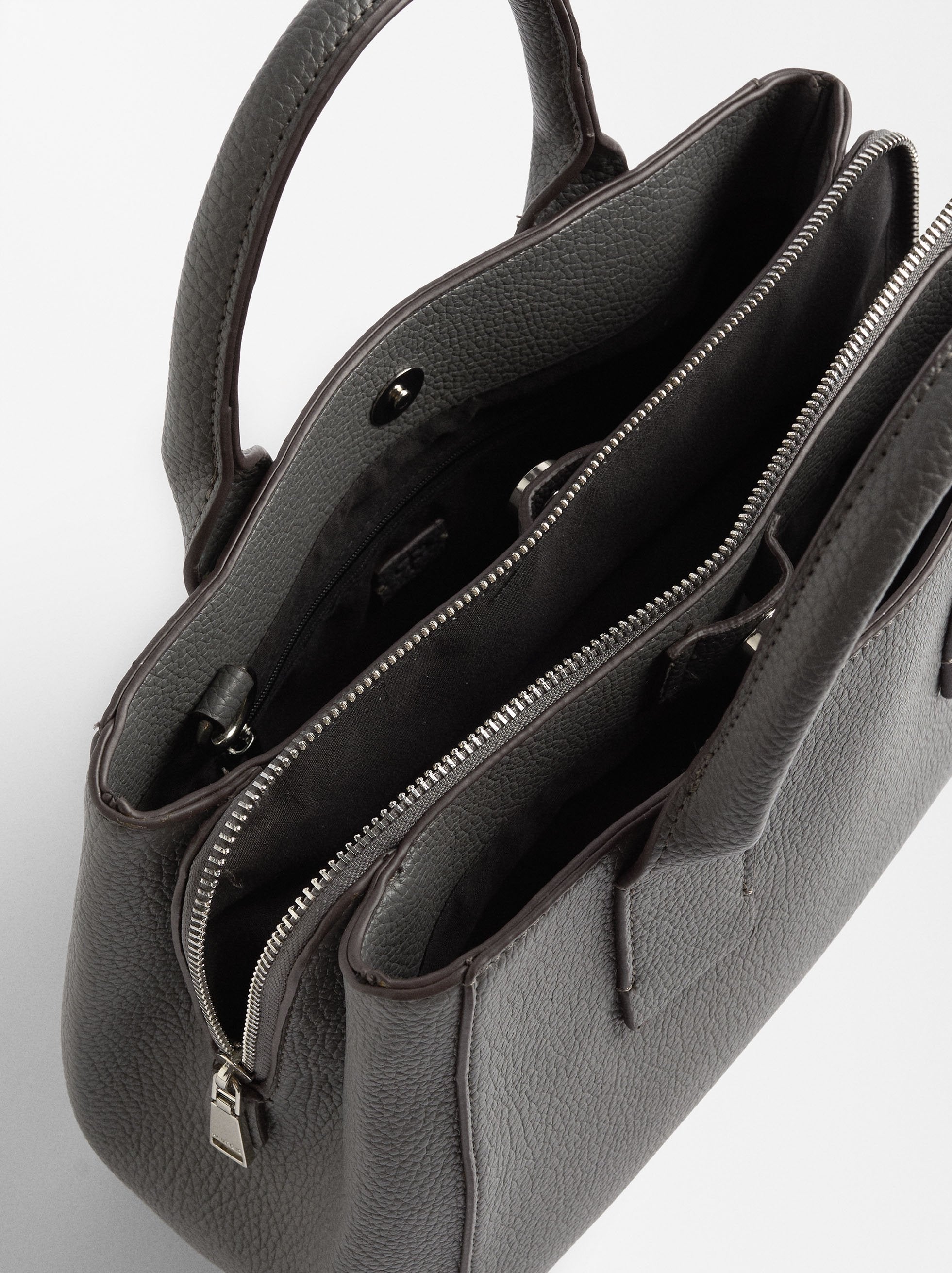 Bolso Tote Con Textura Y Bandolera