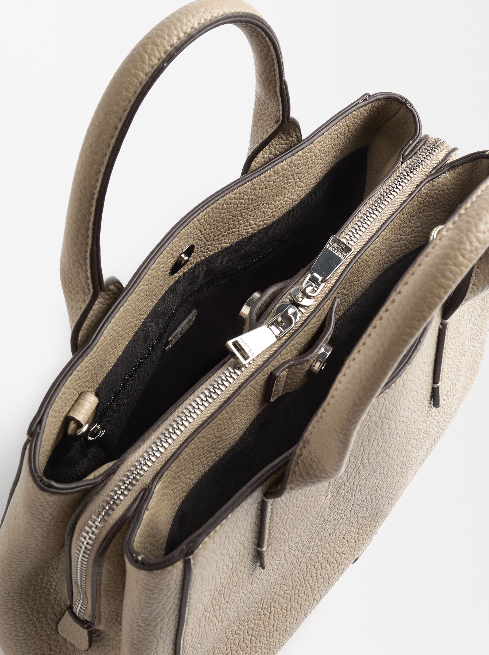 Bolso Tote Con Textura Y Bandolera