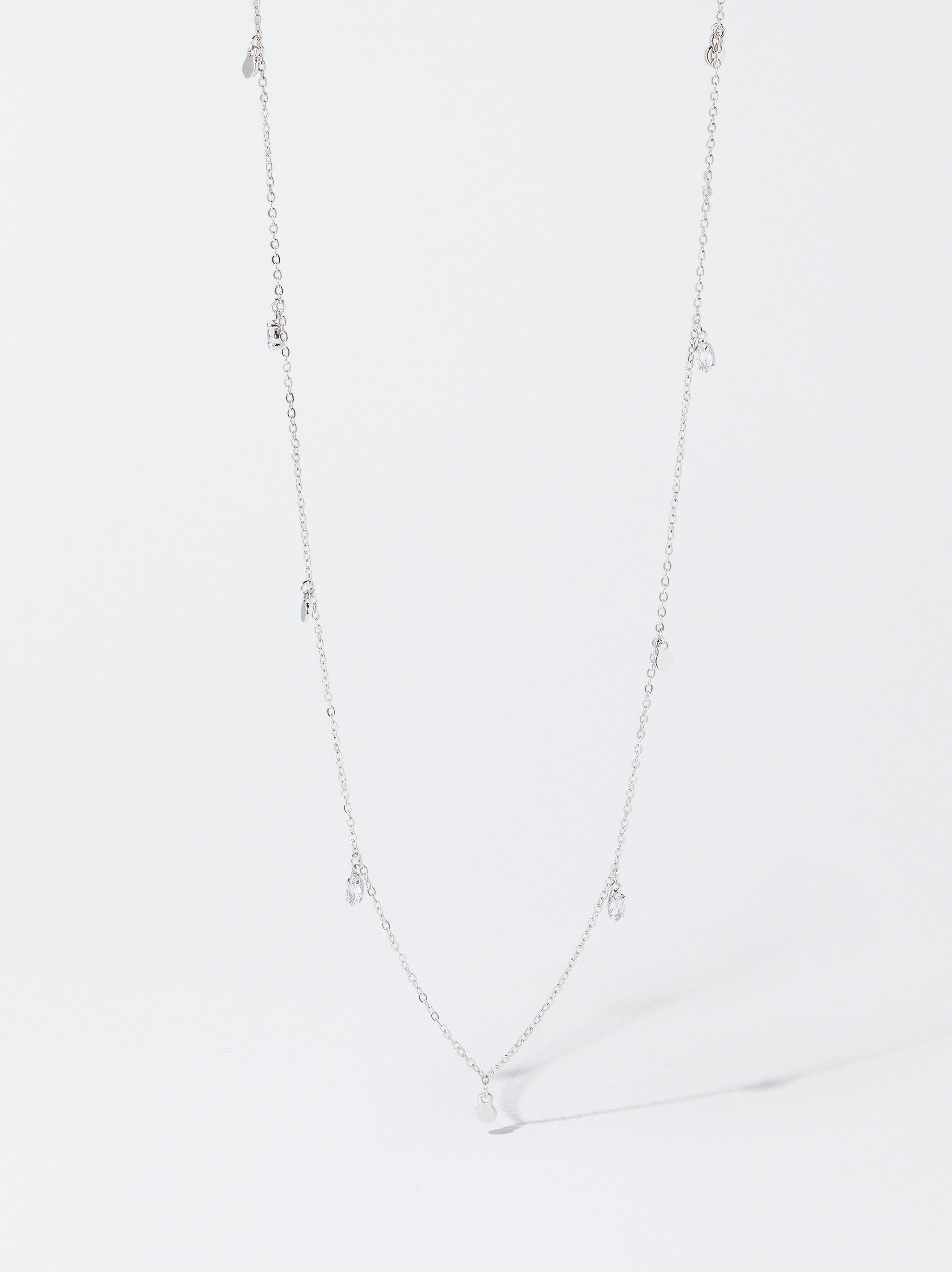 Collar Plateado Con Circonitas