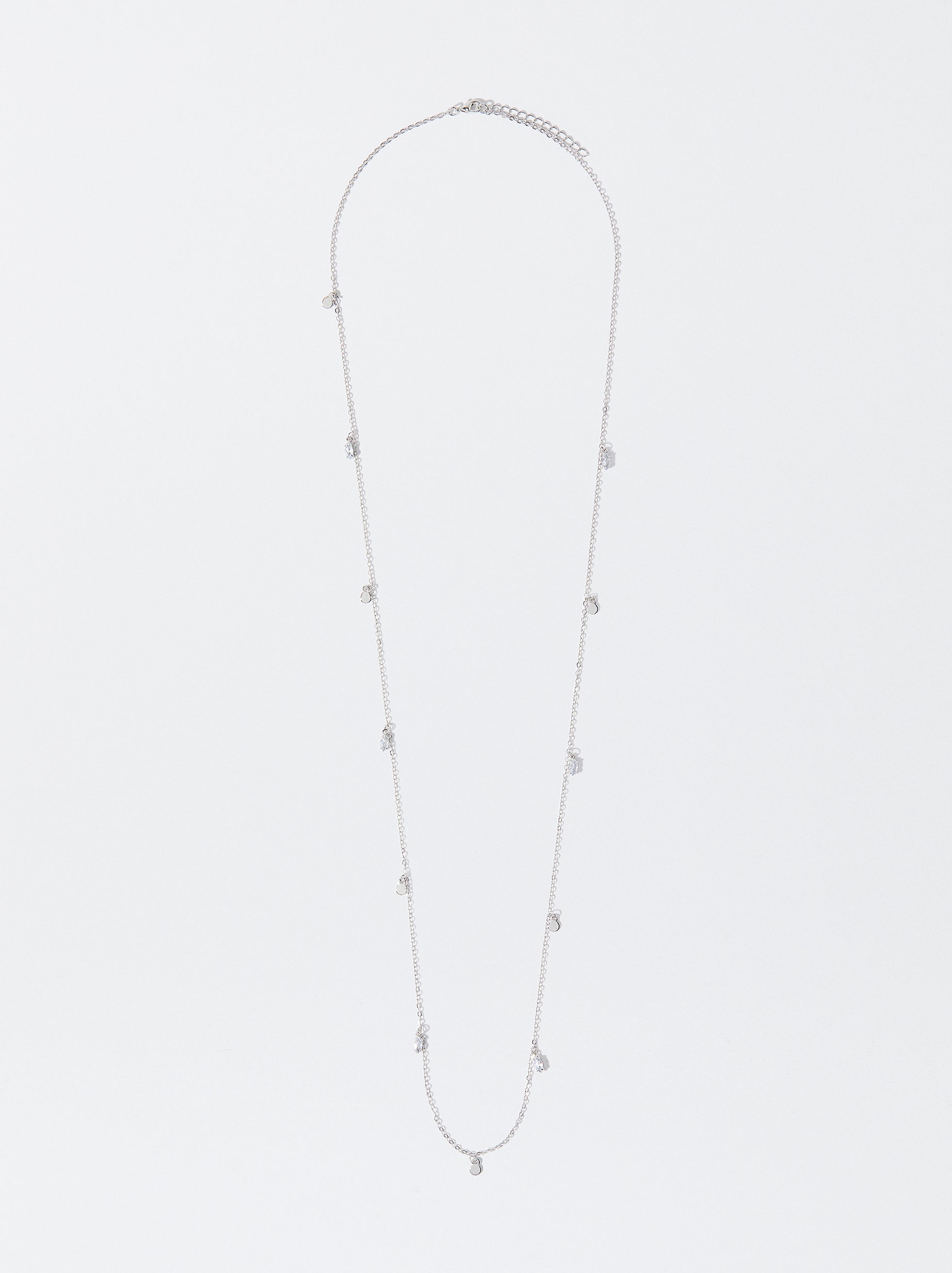 Collar Plateado Con Circonitas