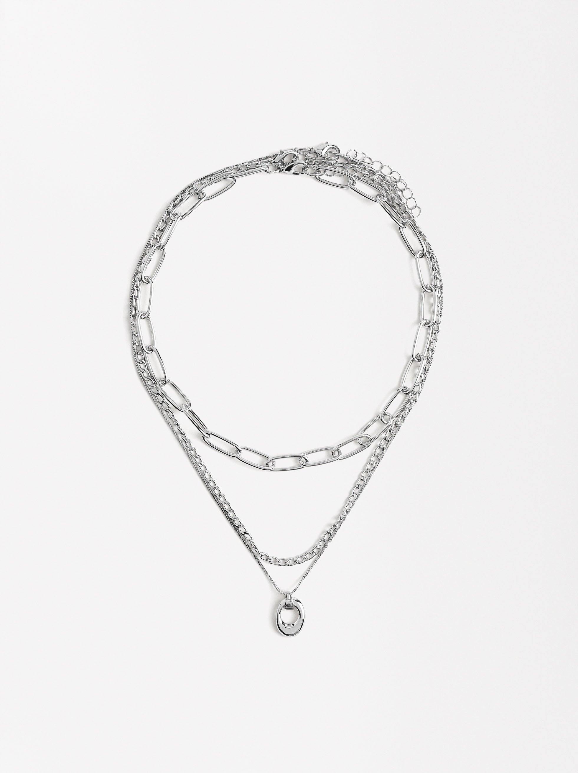 Set De Collares Plateados