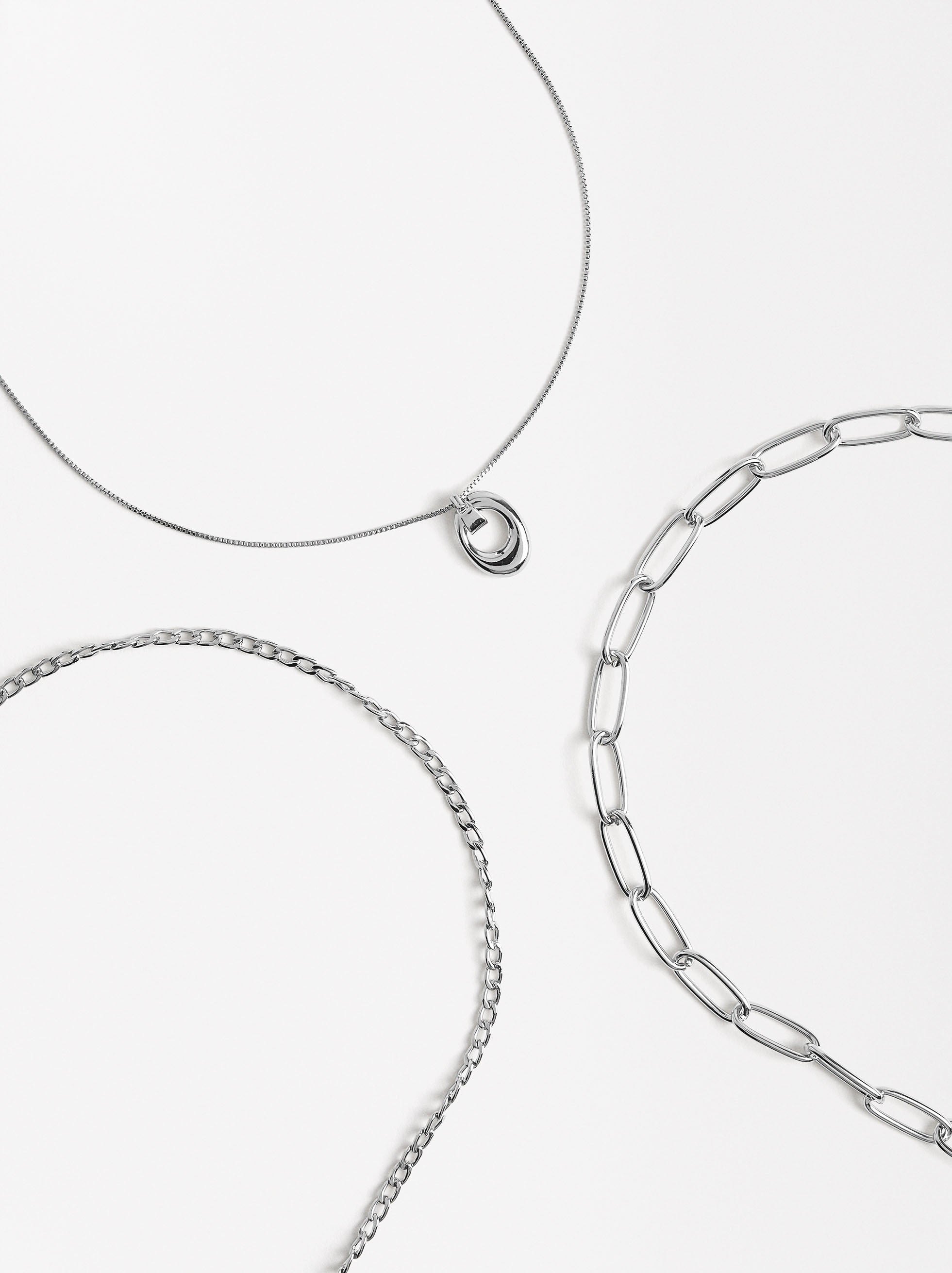Set De Collares Plateados