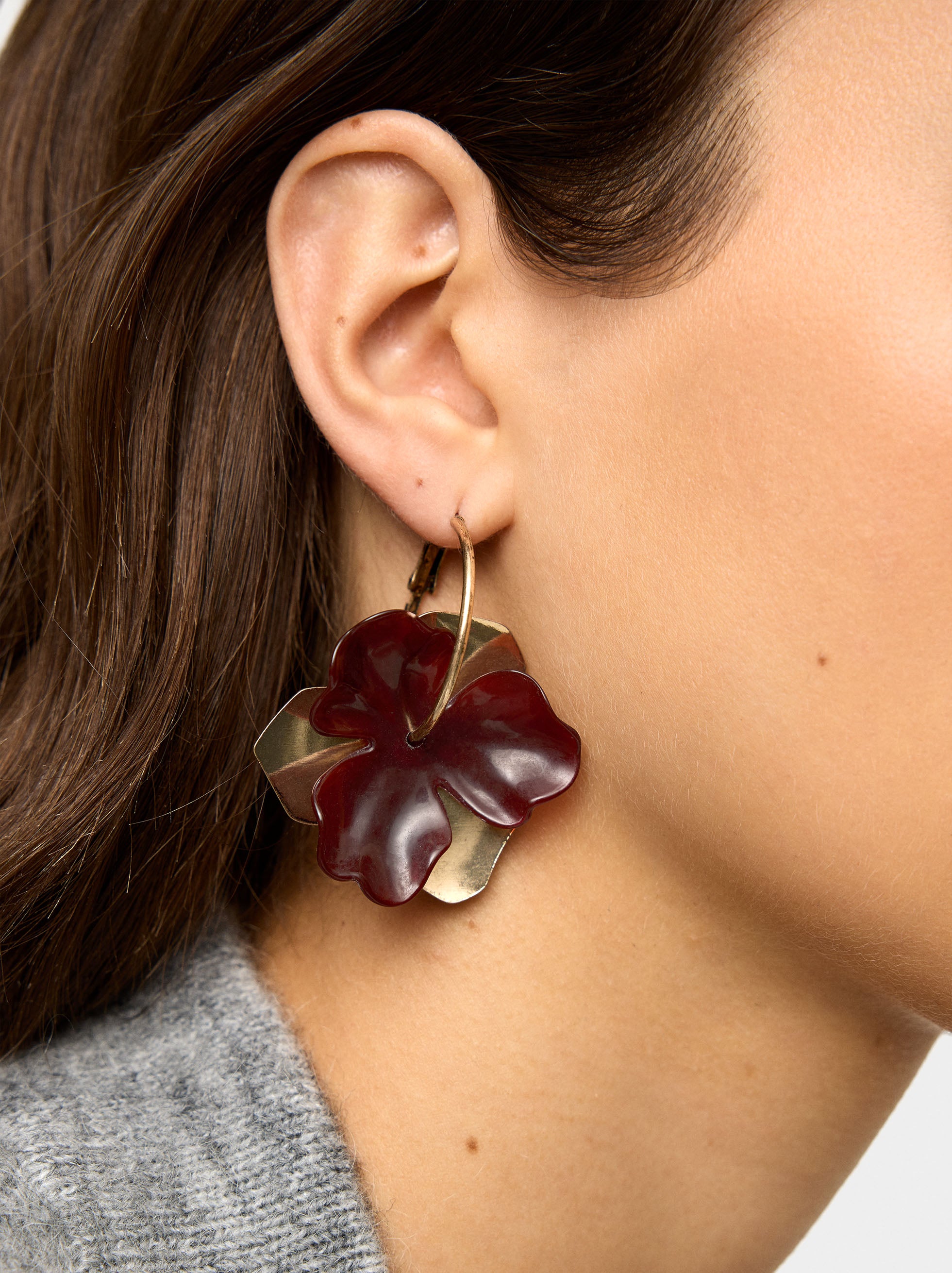 Aros Con Flor De Resina