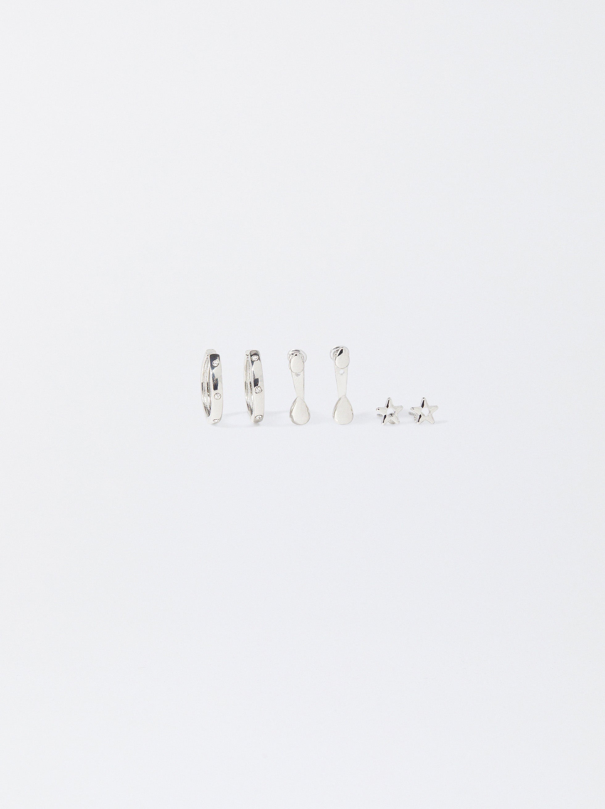 Conjunto De Aretes Plateados