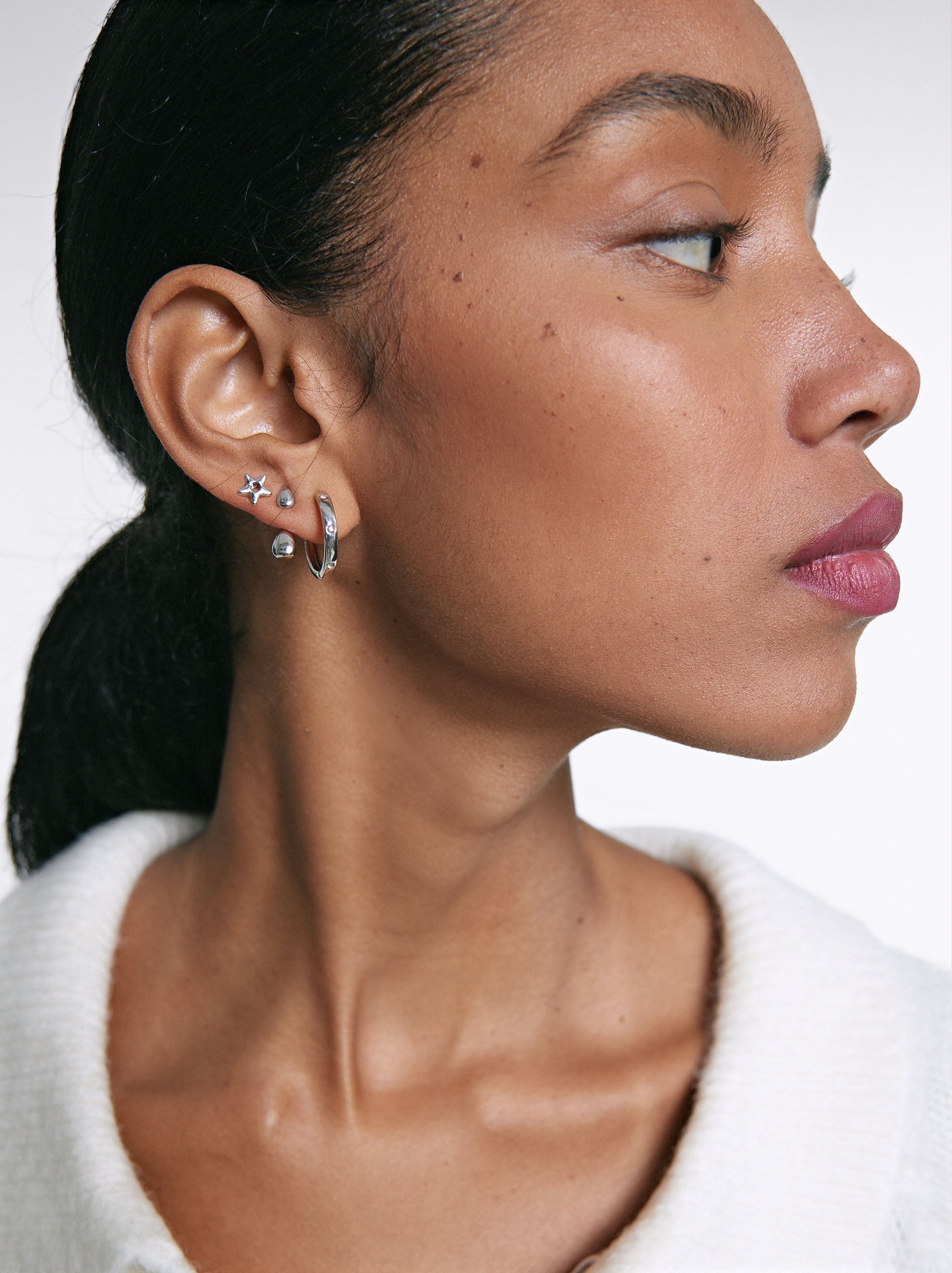 Conjunto De Pendientes Plateados