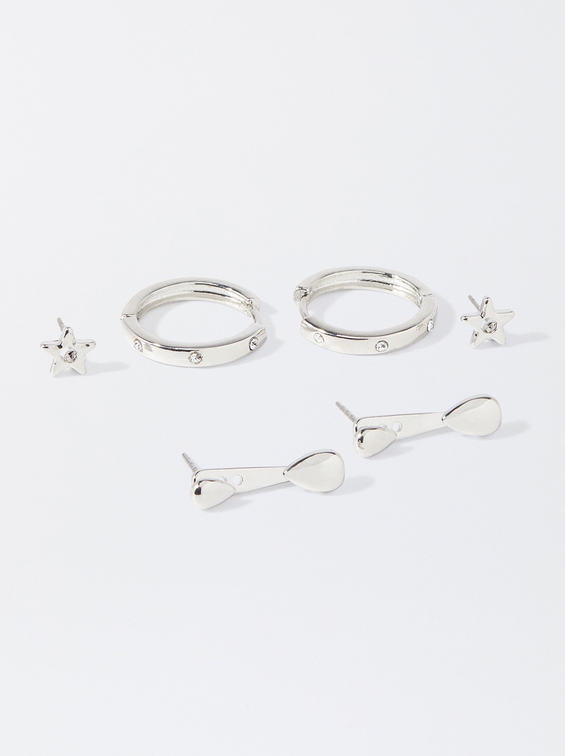 Conjunto De Aretes Plateados