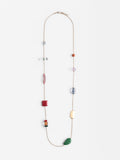 Collar Largo Con Piedras Multicolor
