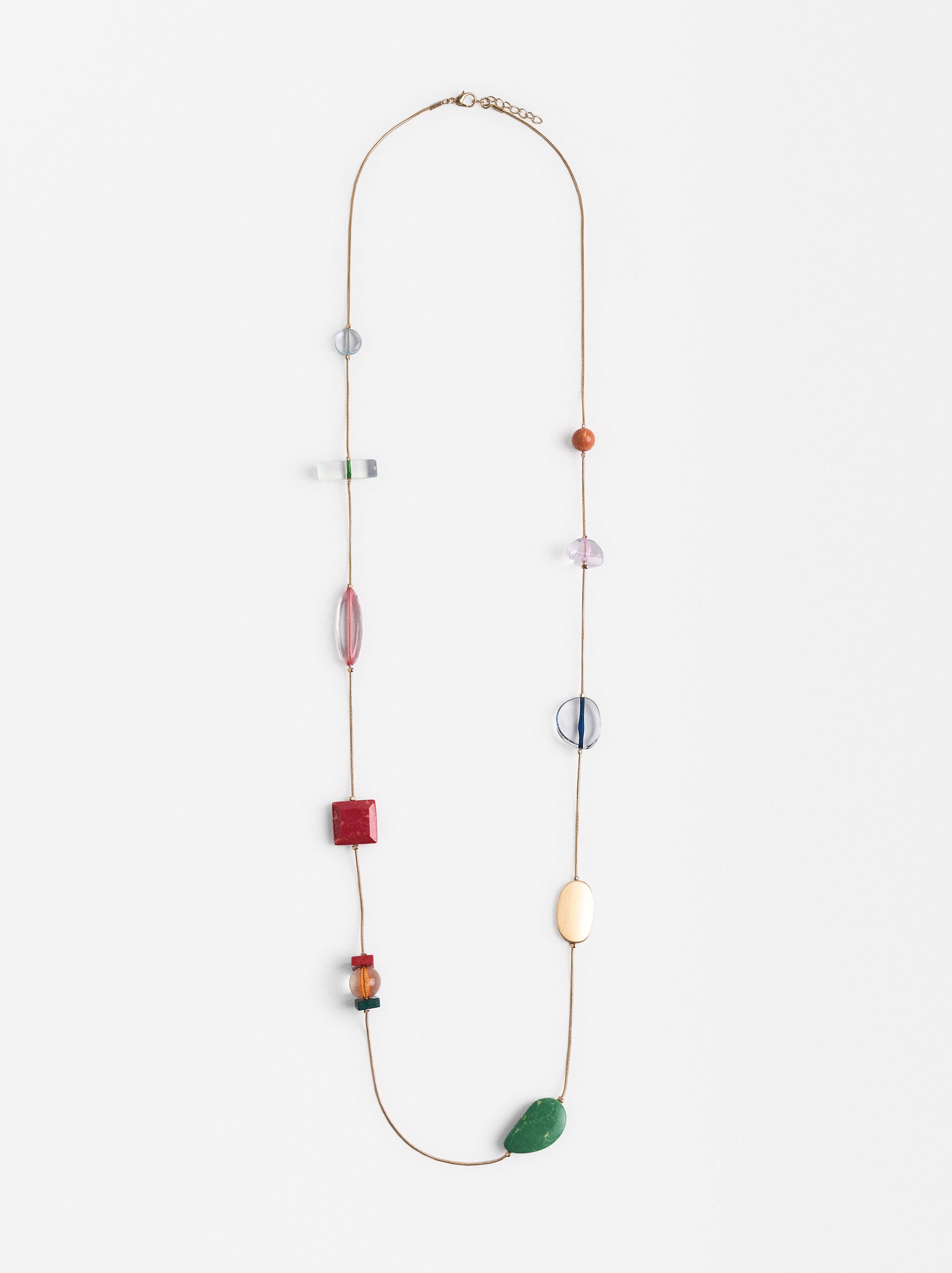 Collar Largo Con Piedras Multicolor