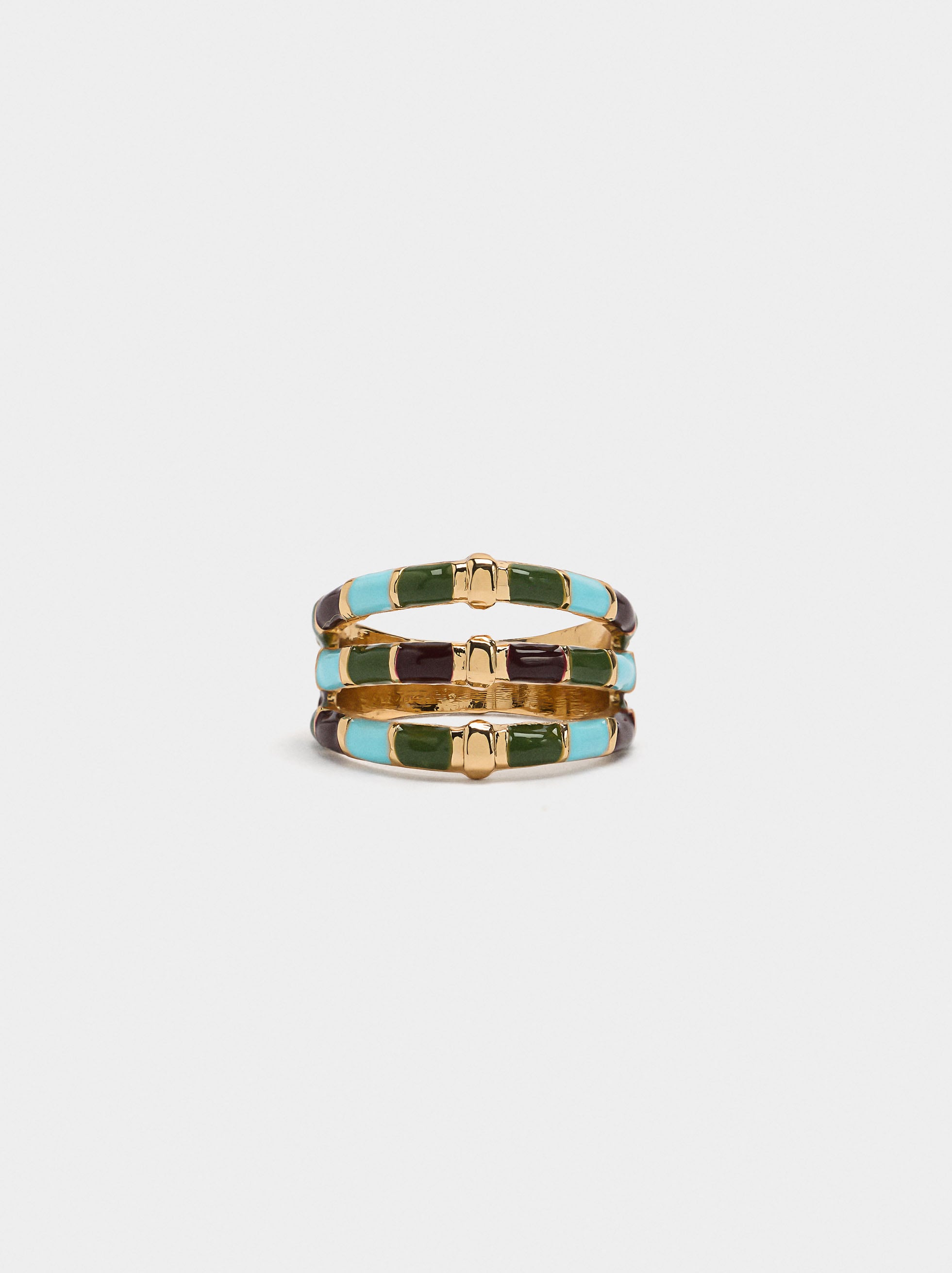 Anillo Efecto Triple Con Esmaltado