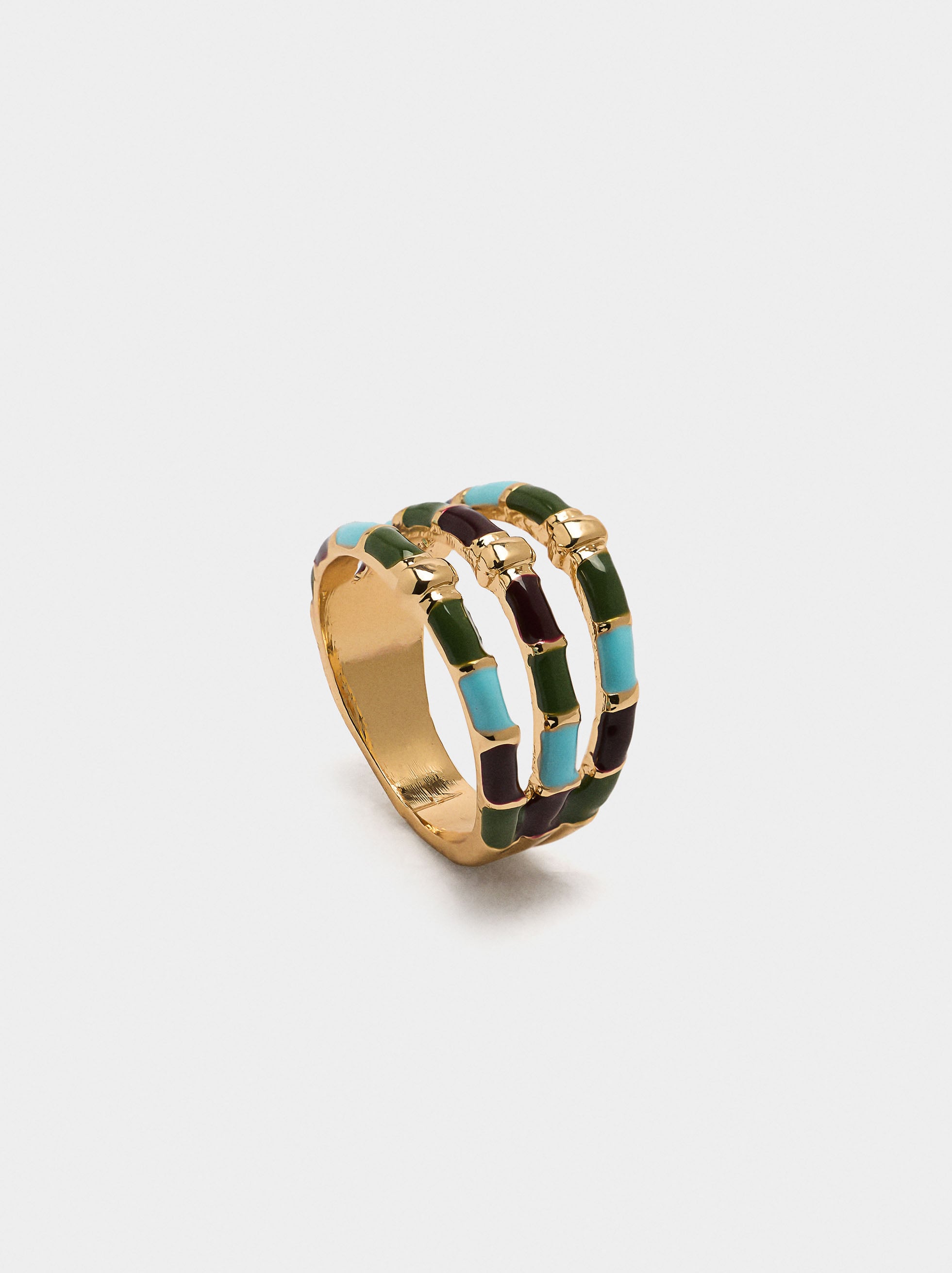 Anillo Efecto Triple Con Esmaltado