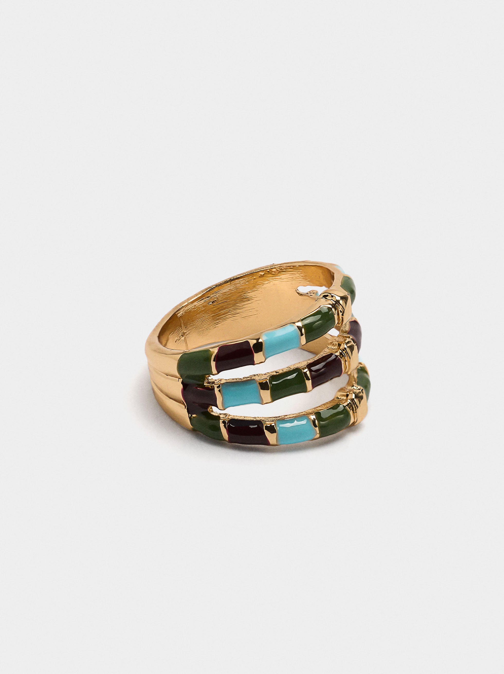 Anillo Efecto Triple Con Esmaltado