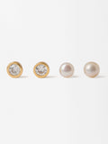 Set De Aretes Perlas Cristal - Plata De Ley 925