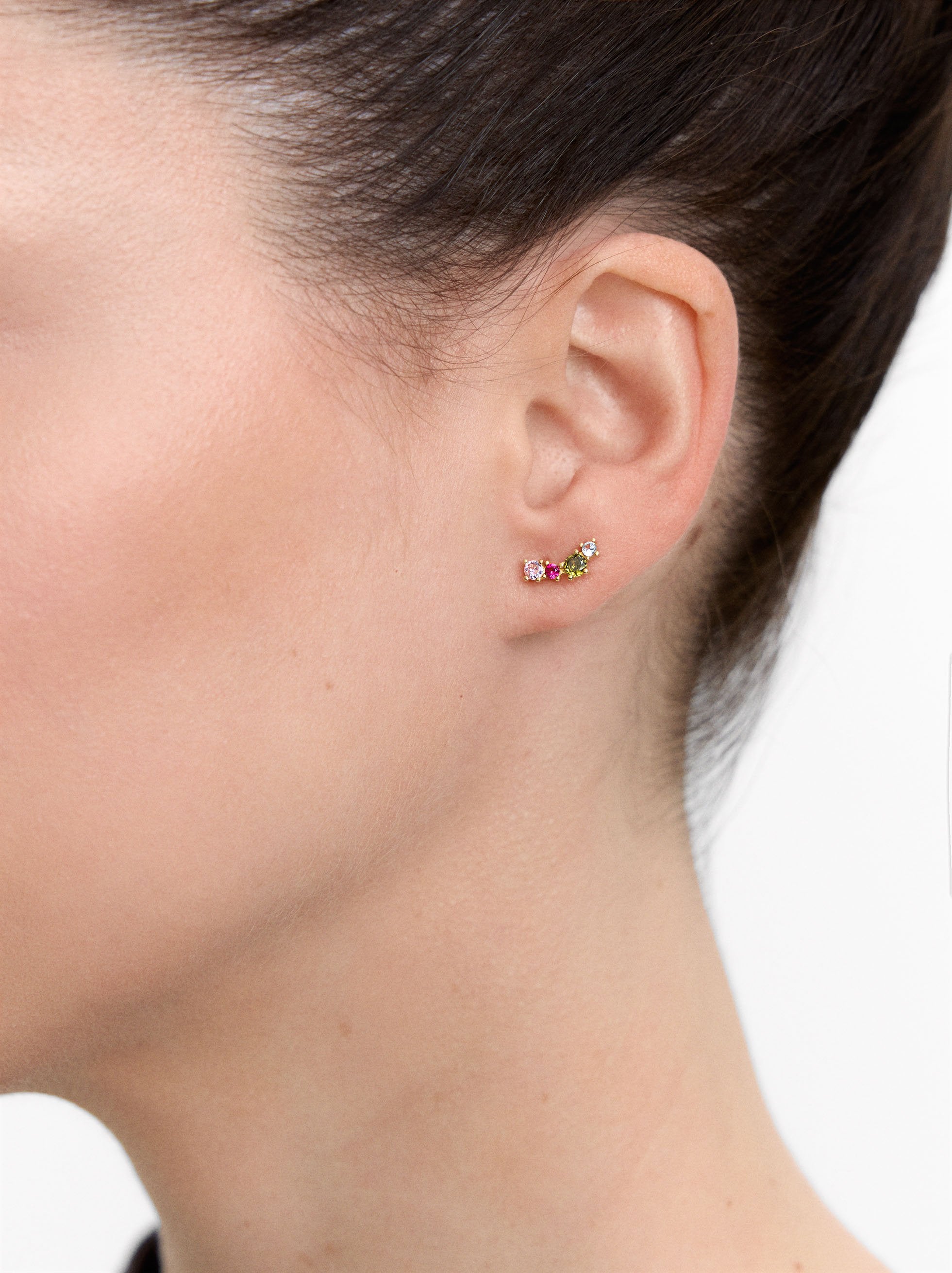 Pendientes Con Cristales - Plata De Ley 925