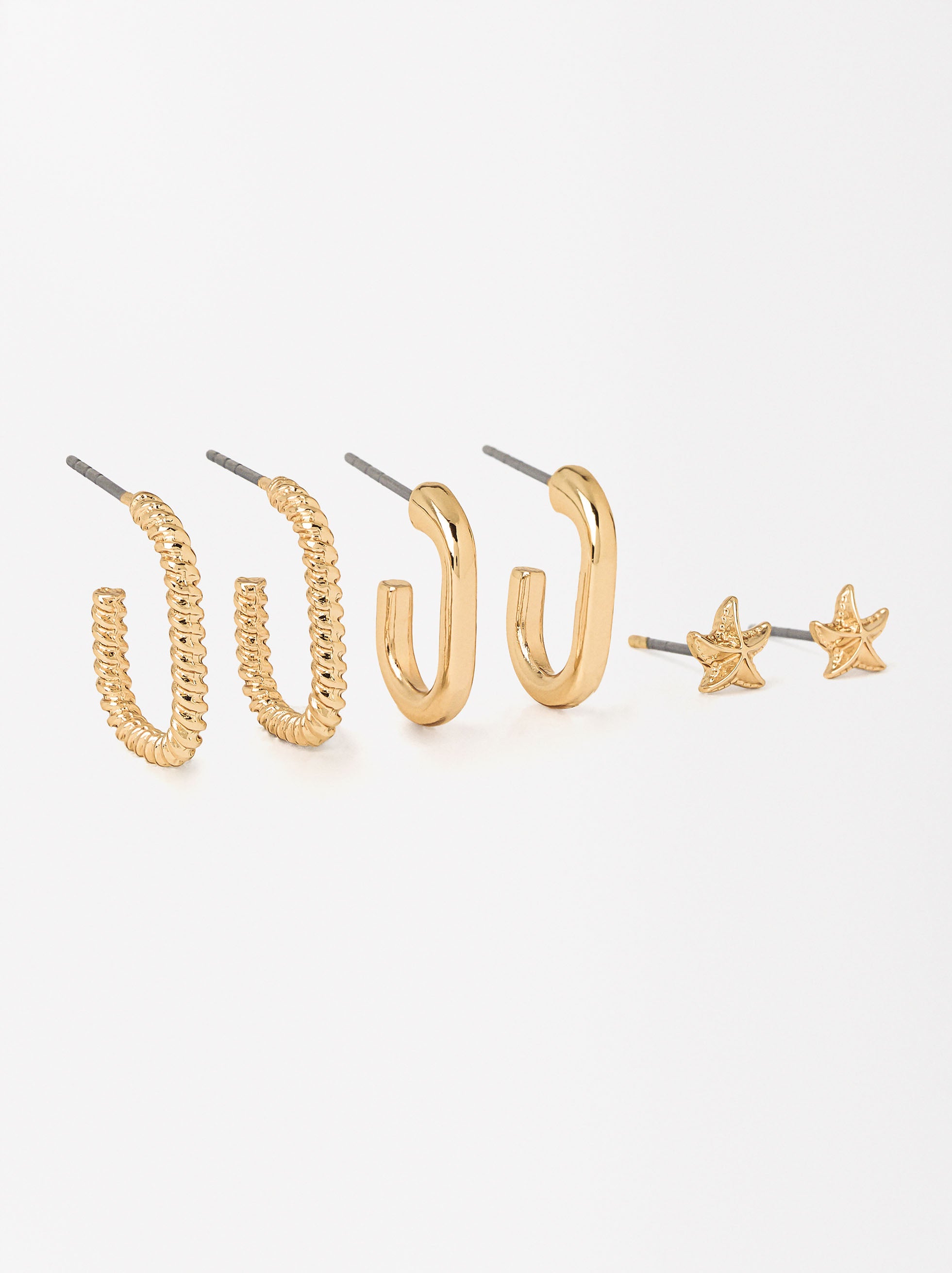 Conjunto De Pendientes Dorados