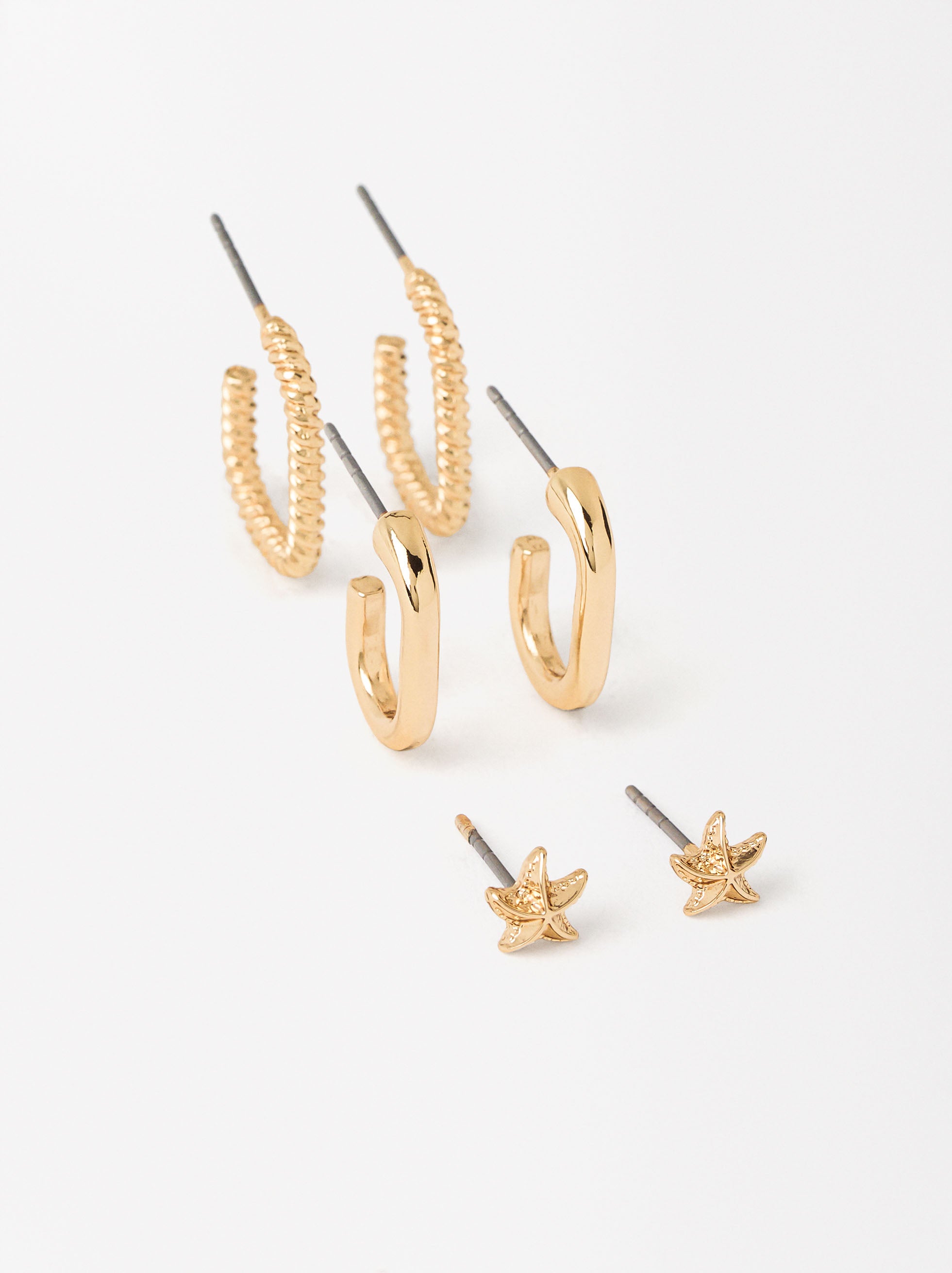 Conjunto De Pendientes Dorados
