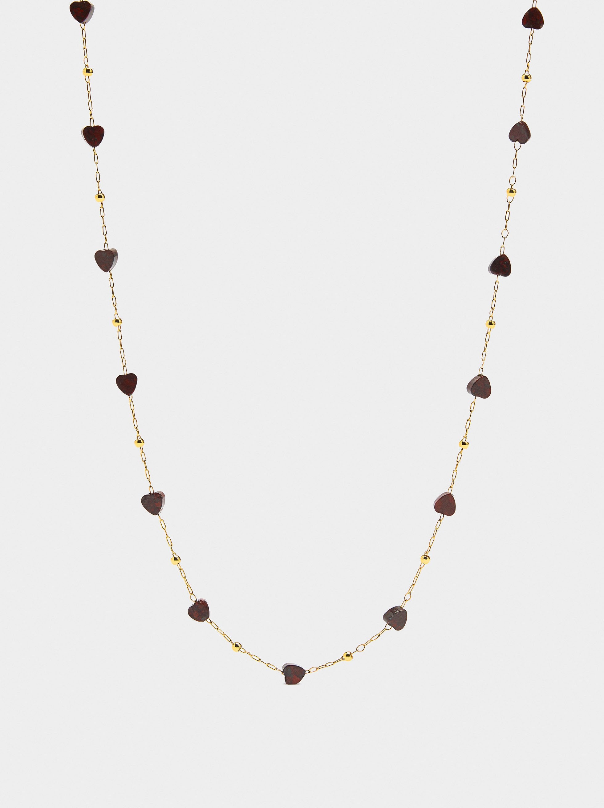 Collar Corazones De Piedra - Acero Inoxidable