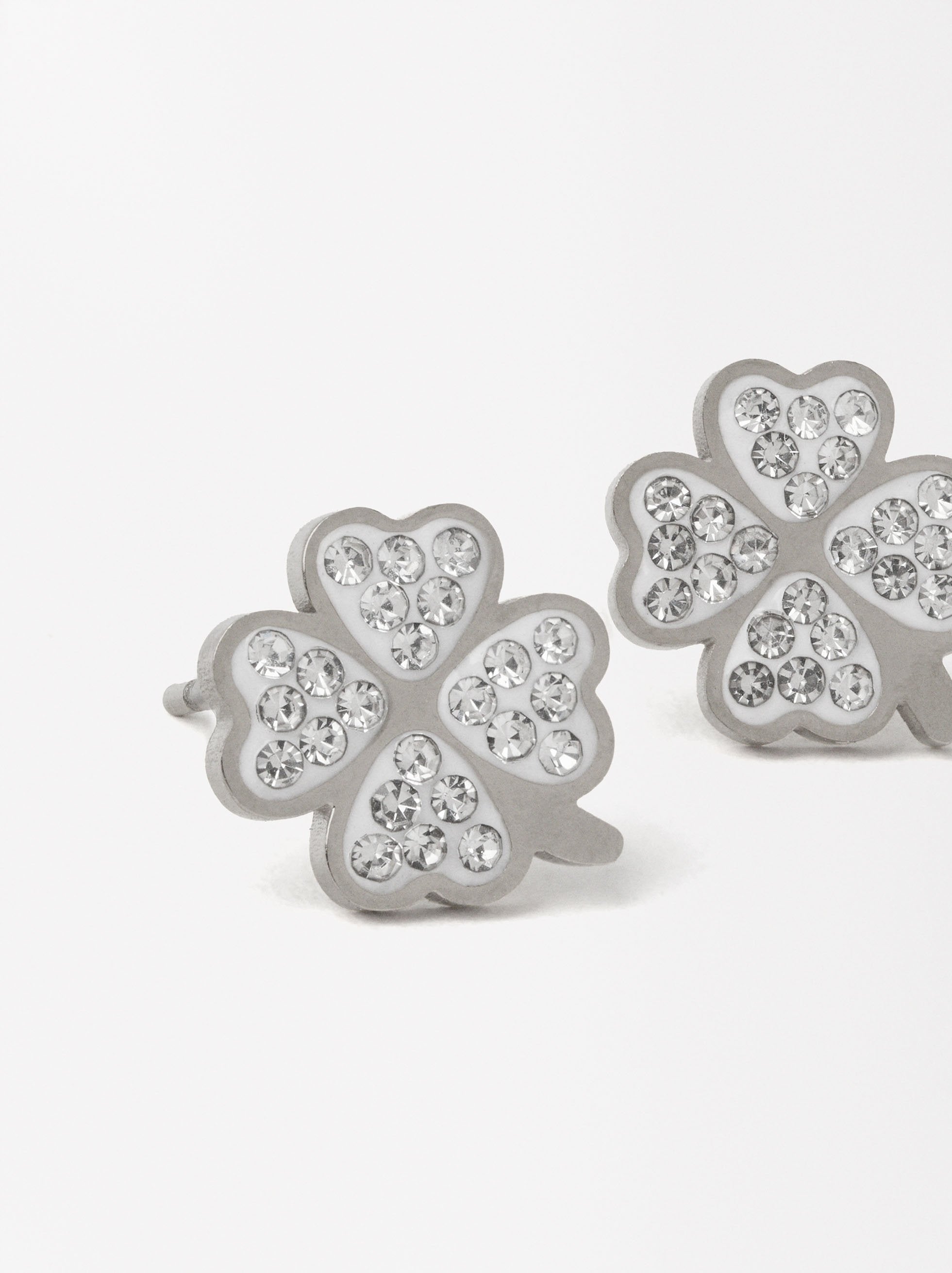 Aretes De Trébol - Acero Inoxidable
