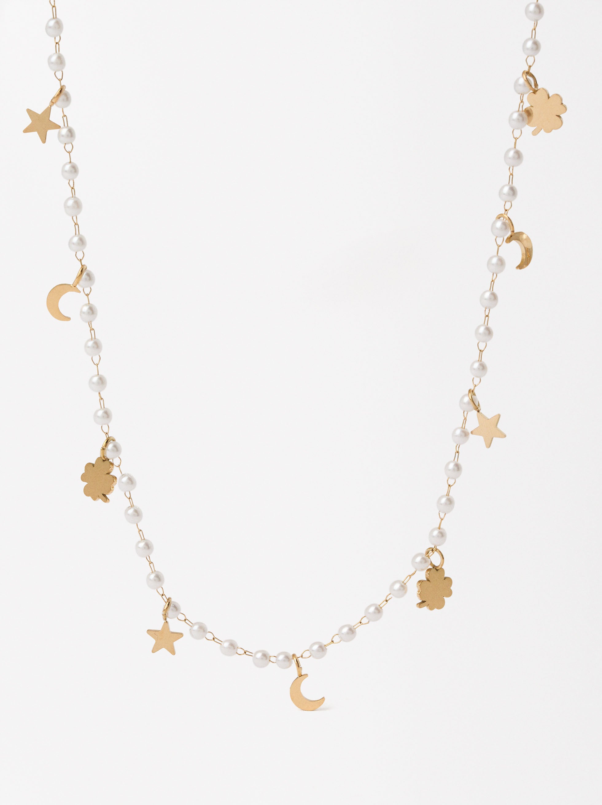 Collar Perlas Com Charms - Acero Inoxidable