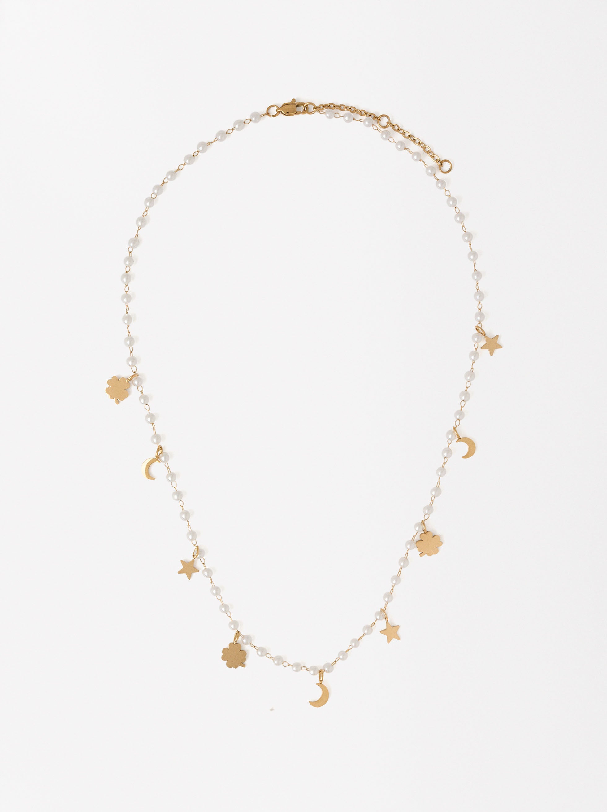 Collar Perlas Com Charms - Acero Inoxidable