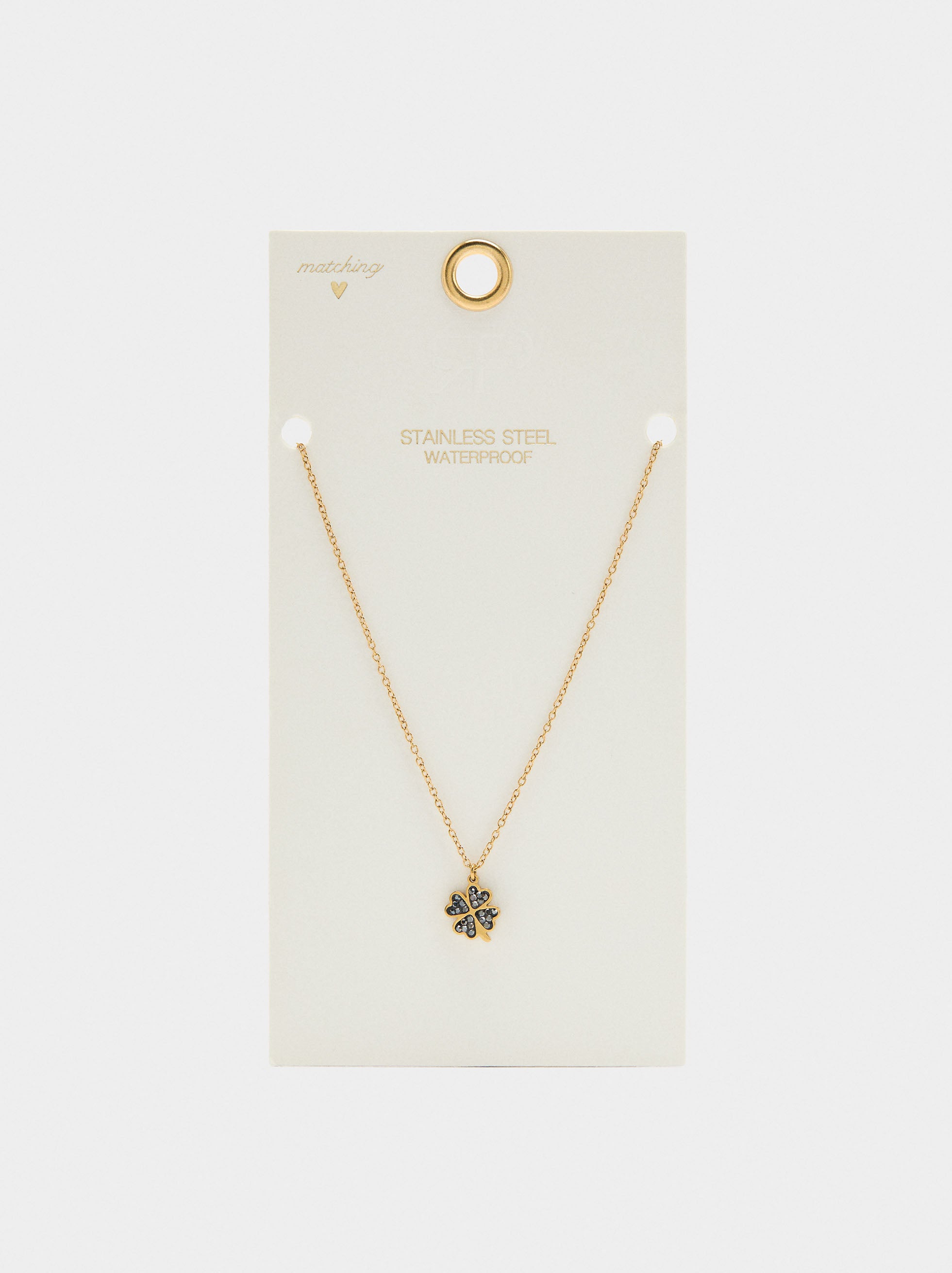 Collar Con Trébol - Acero Inoxidable