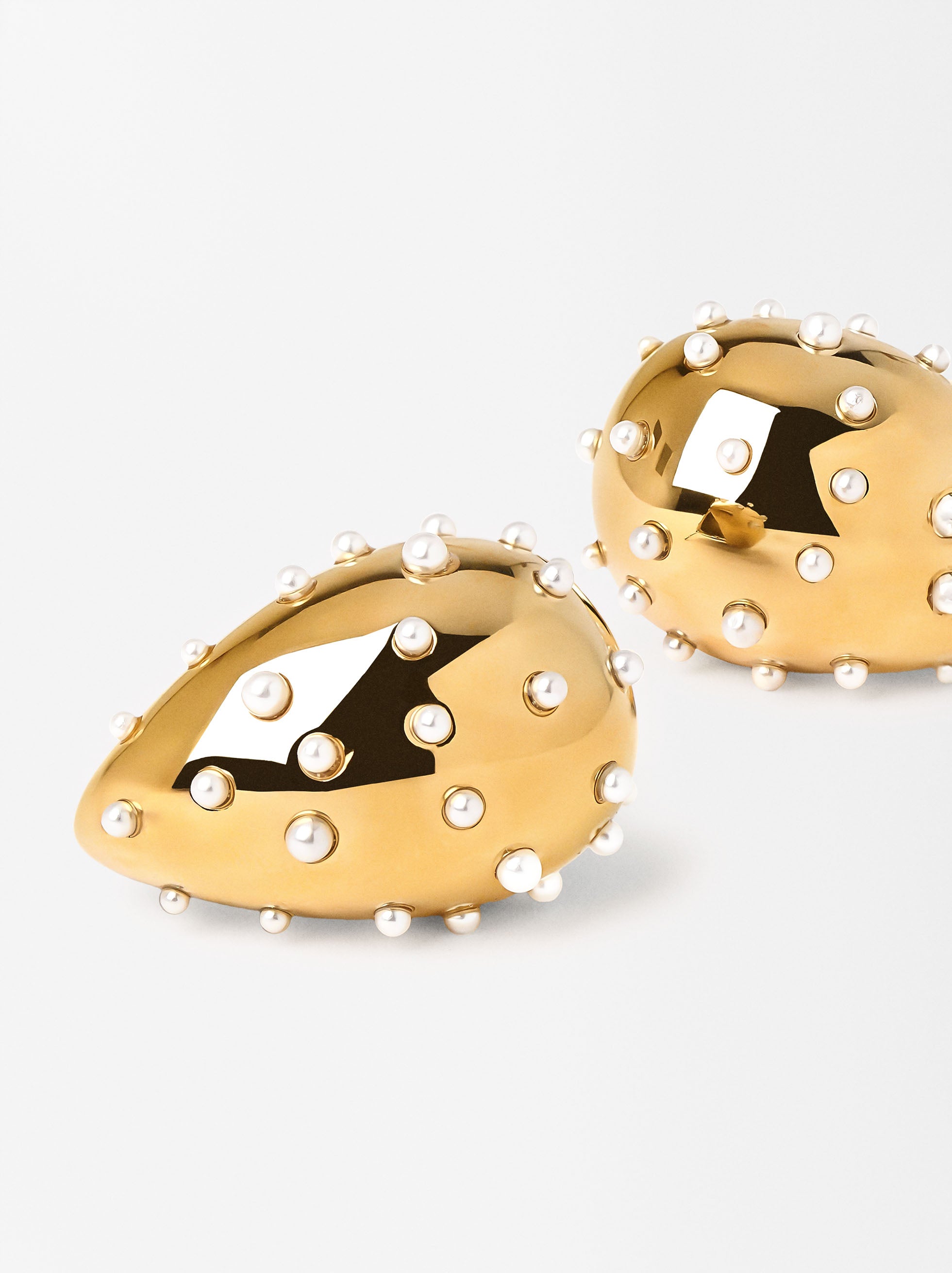 Aretes Gota Con Perla - Acero Inoxidable