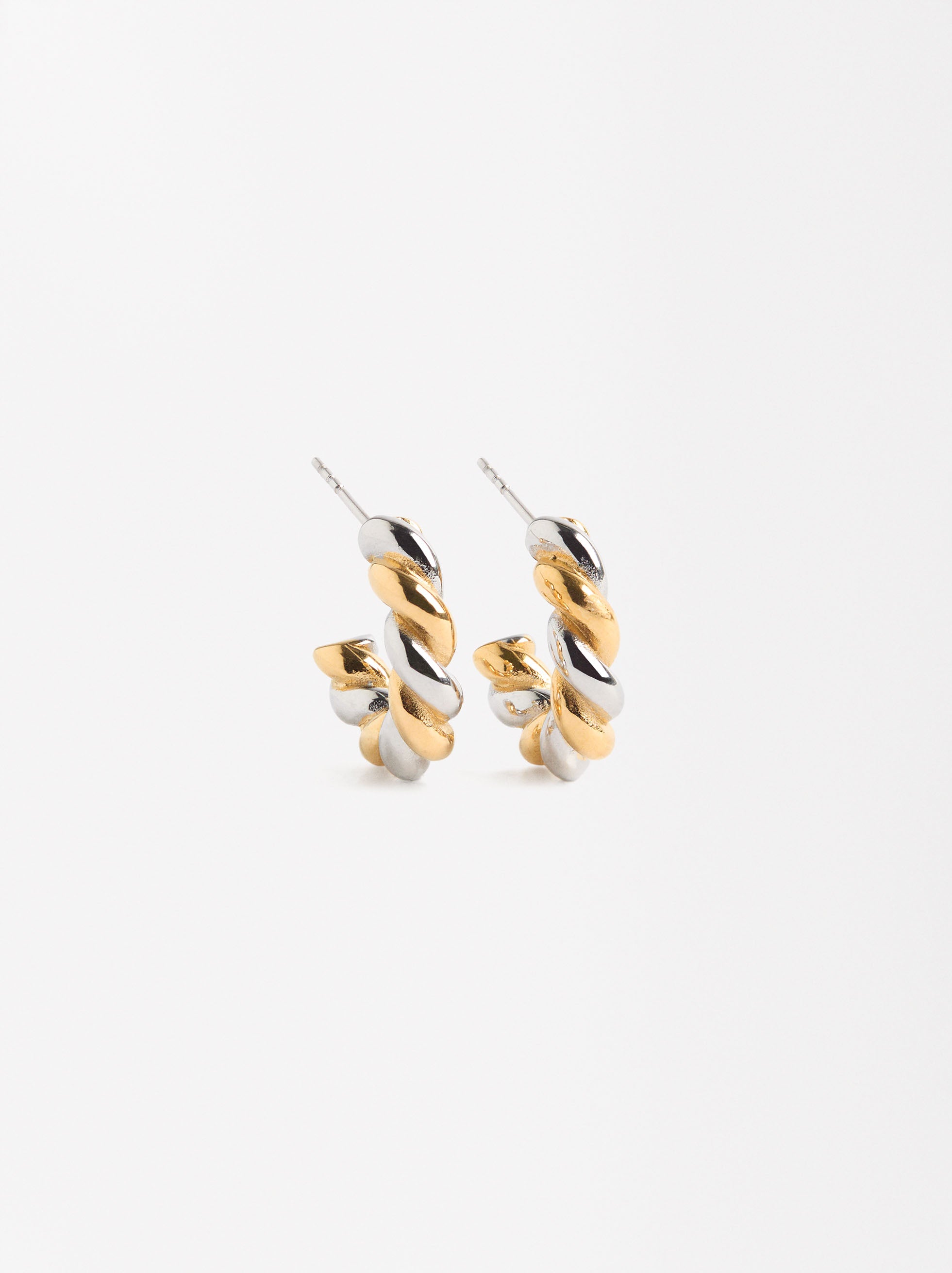 Aretes Trenzados Bicolor - Acero Inoxidable