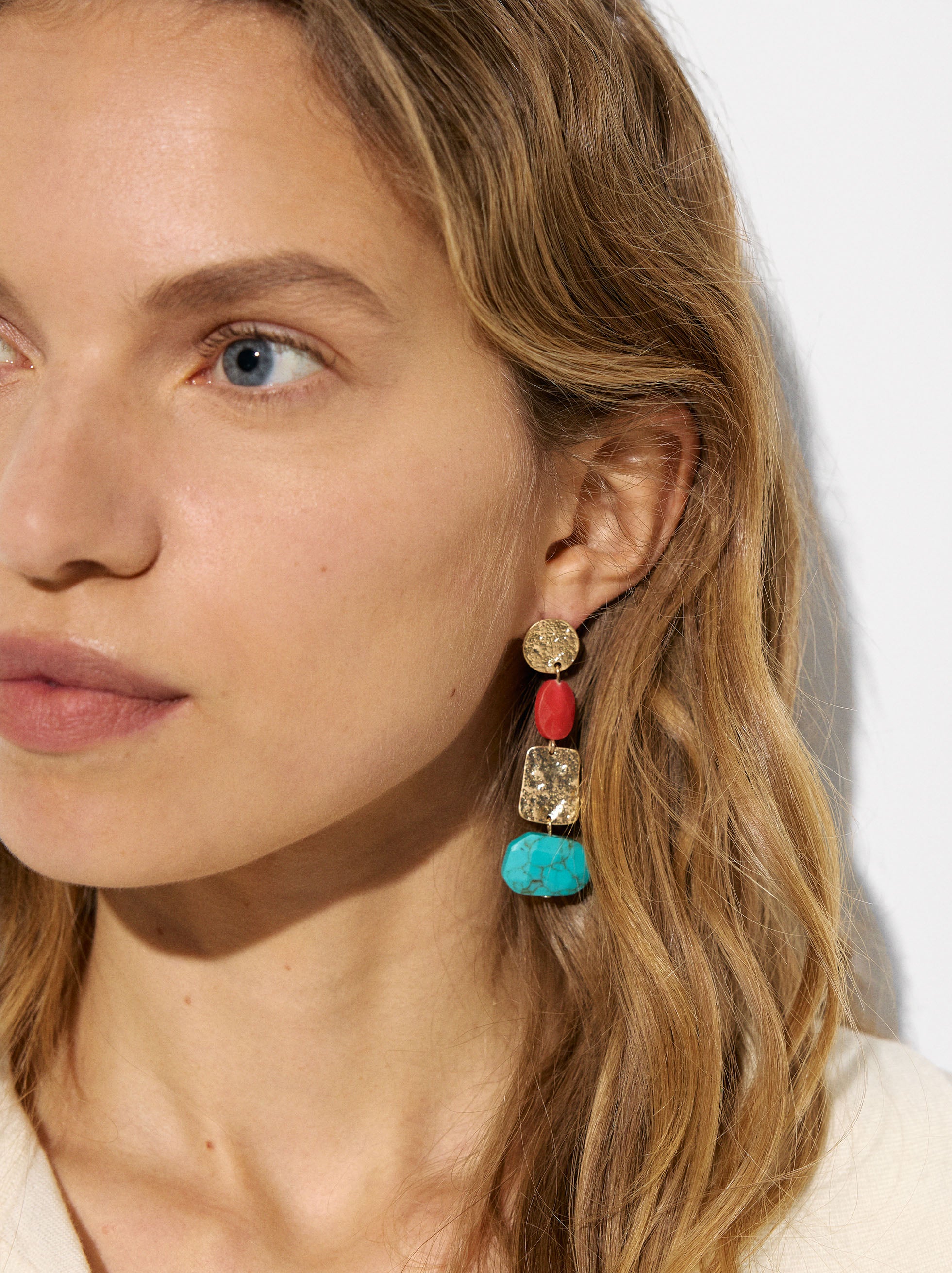 Aretes Geométricos Con Piedras