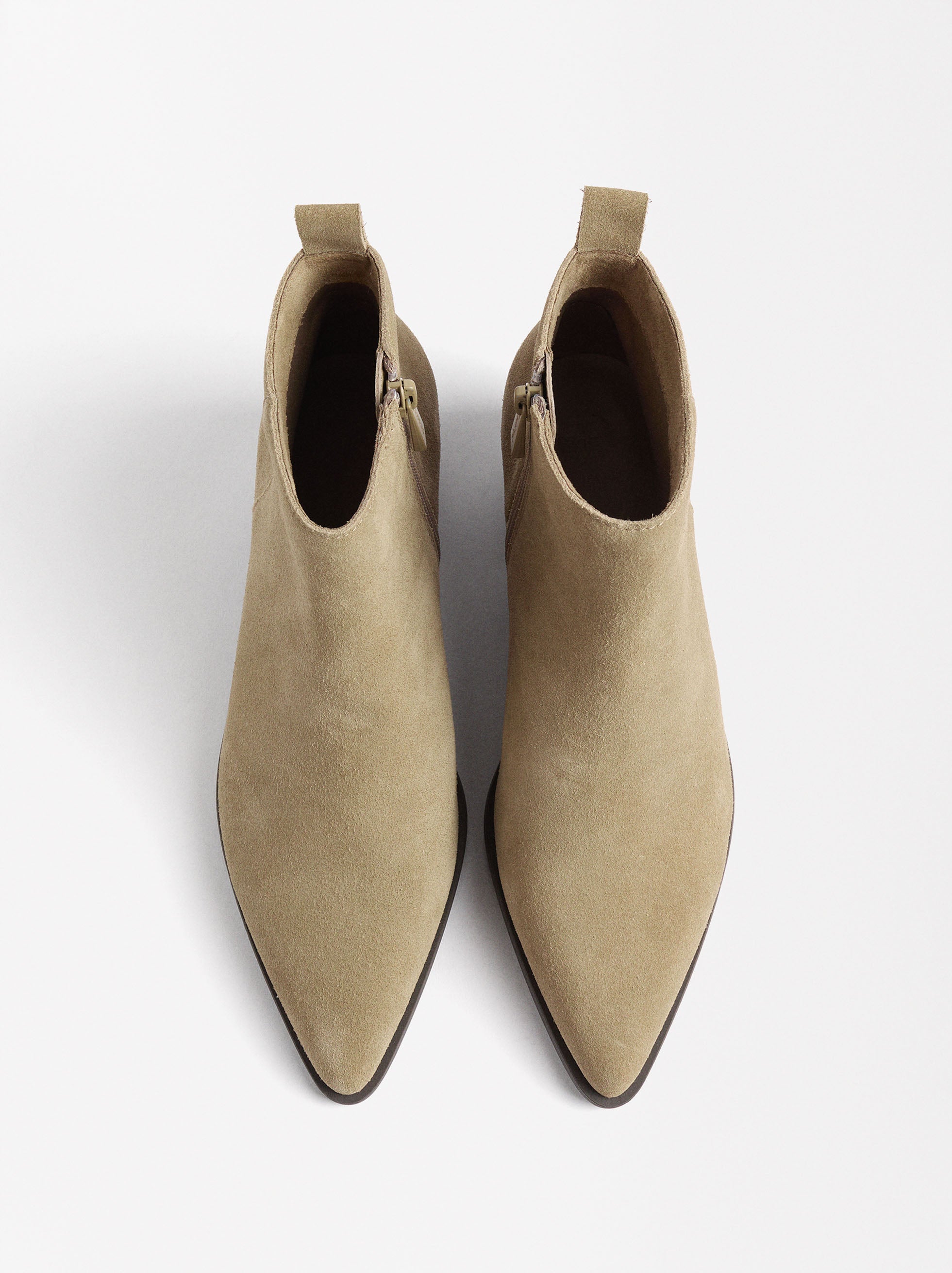 Botines De Cuero Con Tacón