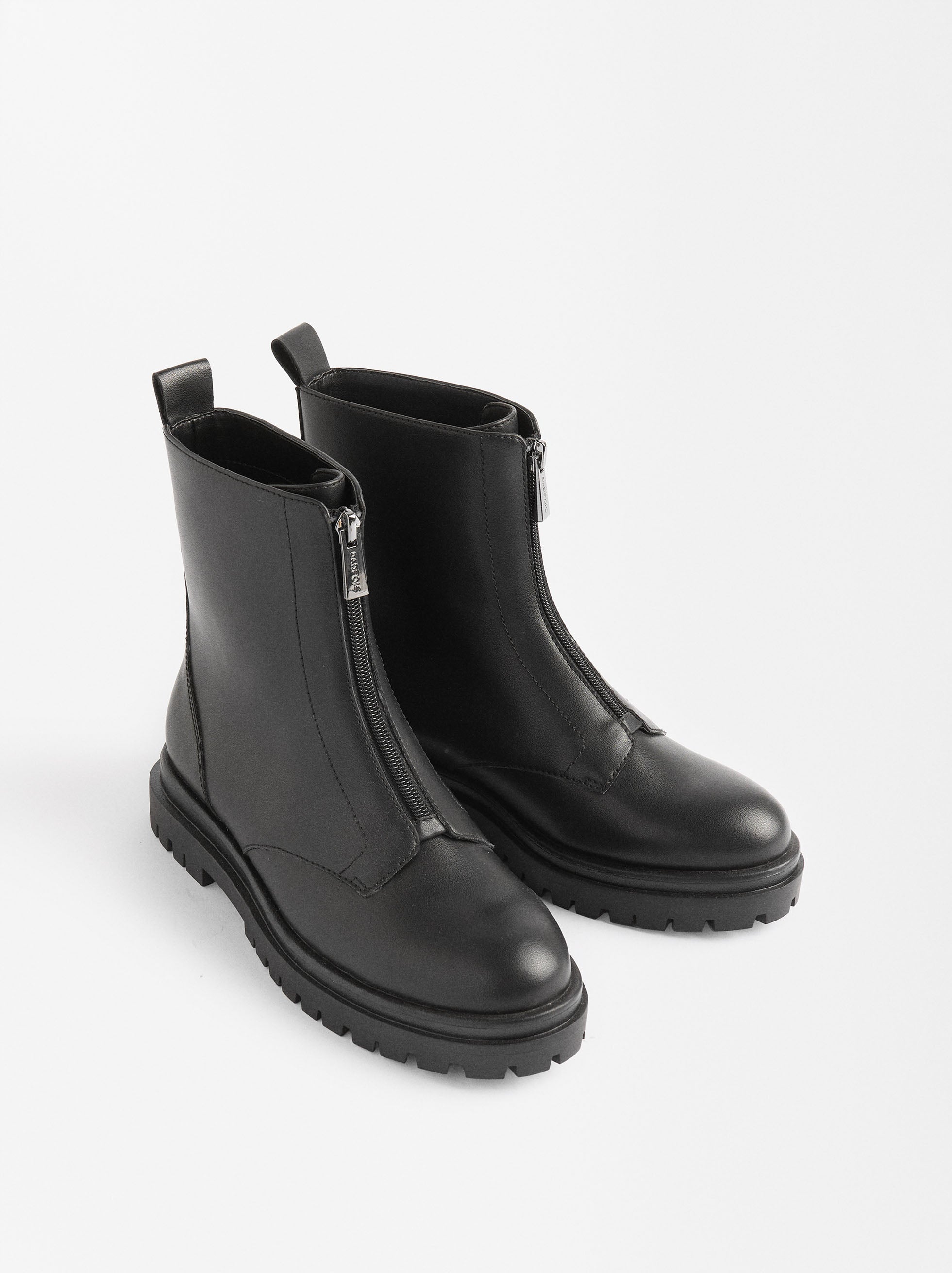 Botines Planos Con Cremallera
