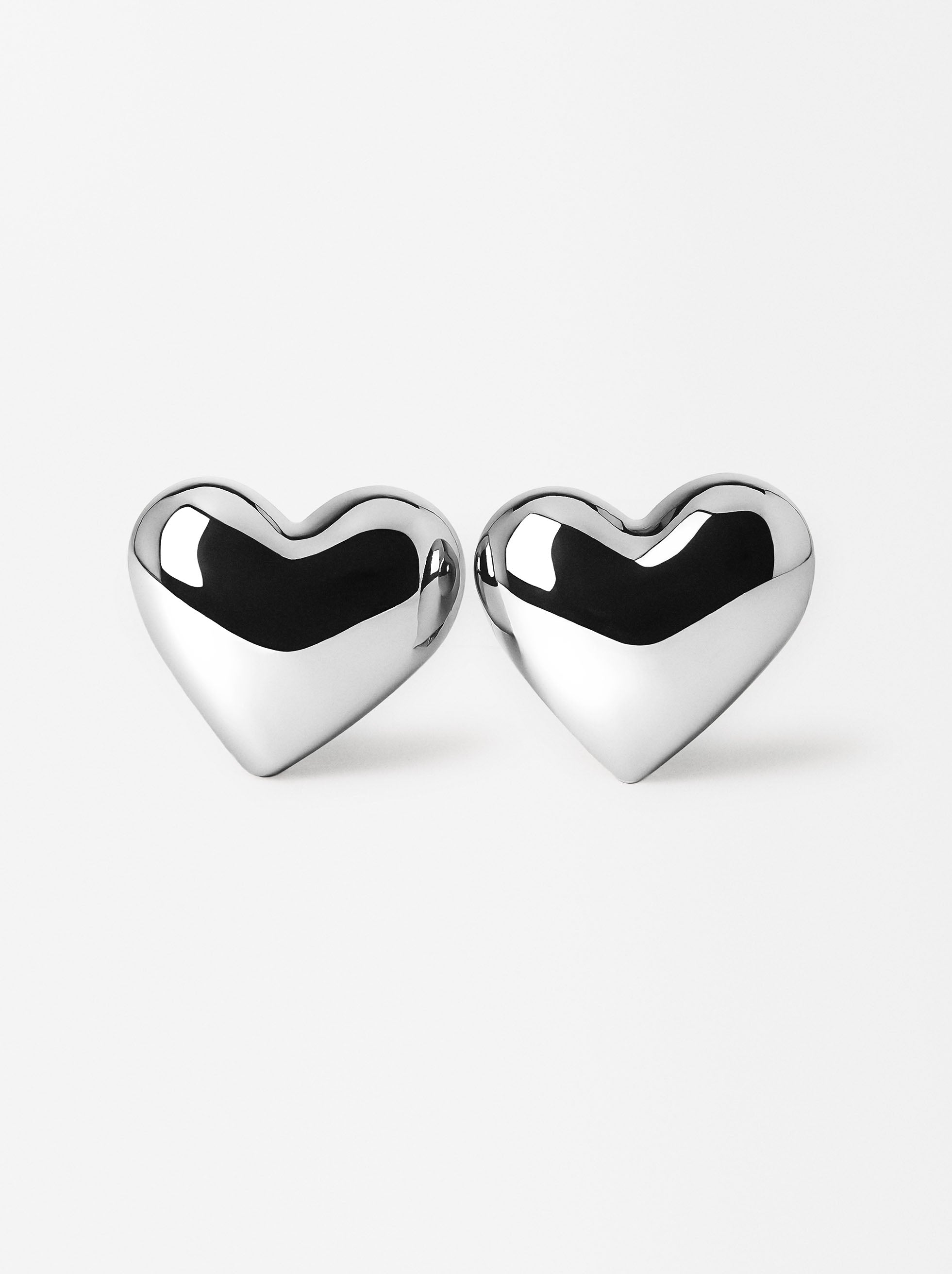 Aretes Maxi Corazón Plateados