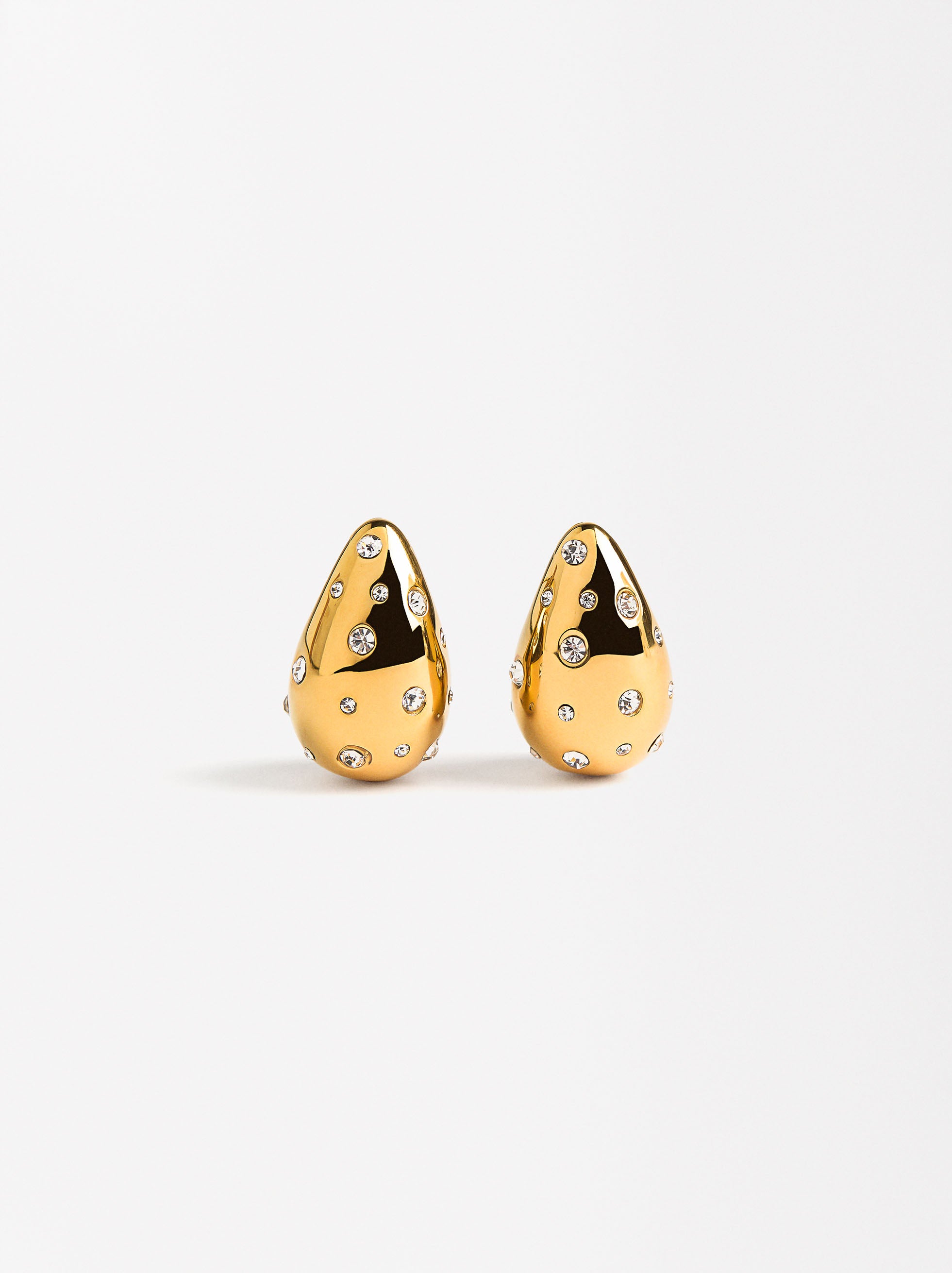 Aretes De Gota Con Cristales - Acero Inoxidable