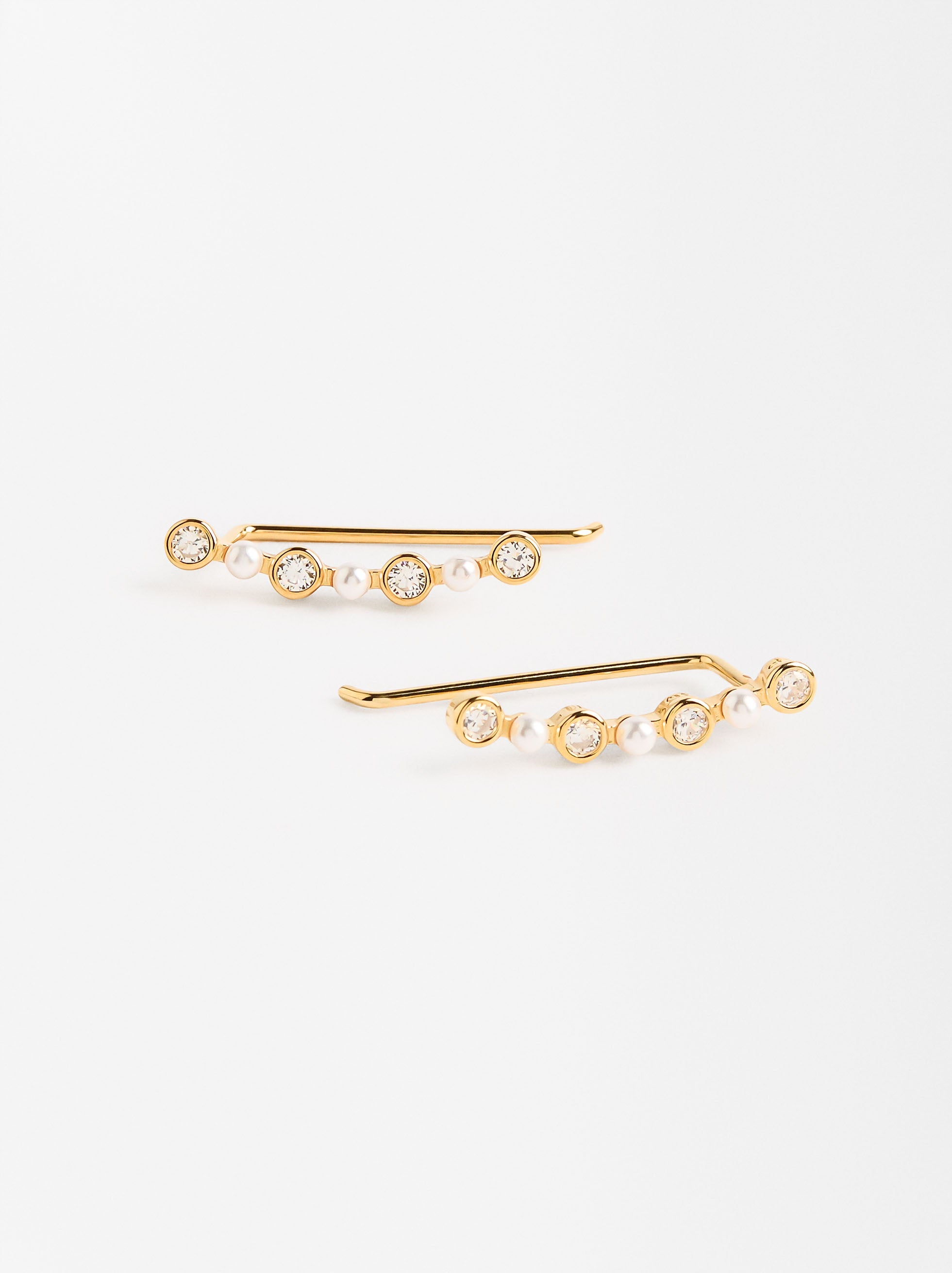 Aretes Con Circonitas Y Perlas - Plata De Ley 925