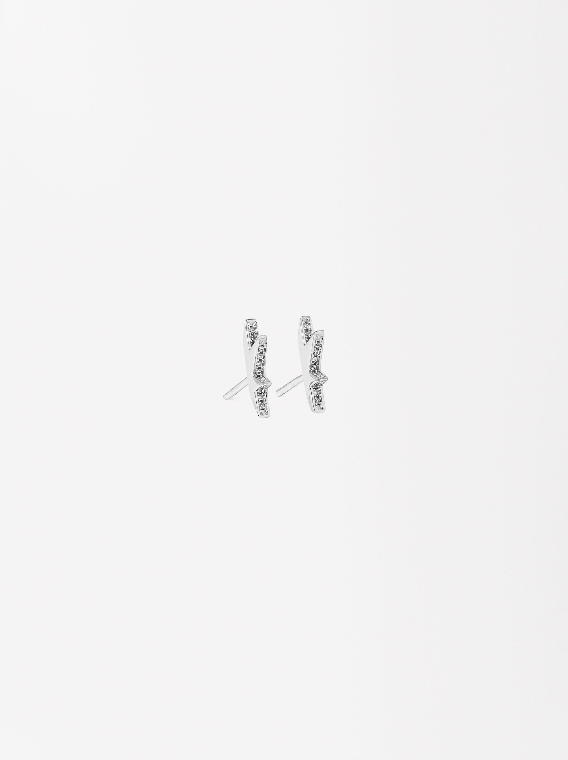 Aretes Con Circonias - Plata De Ley 925