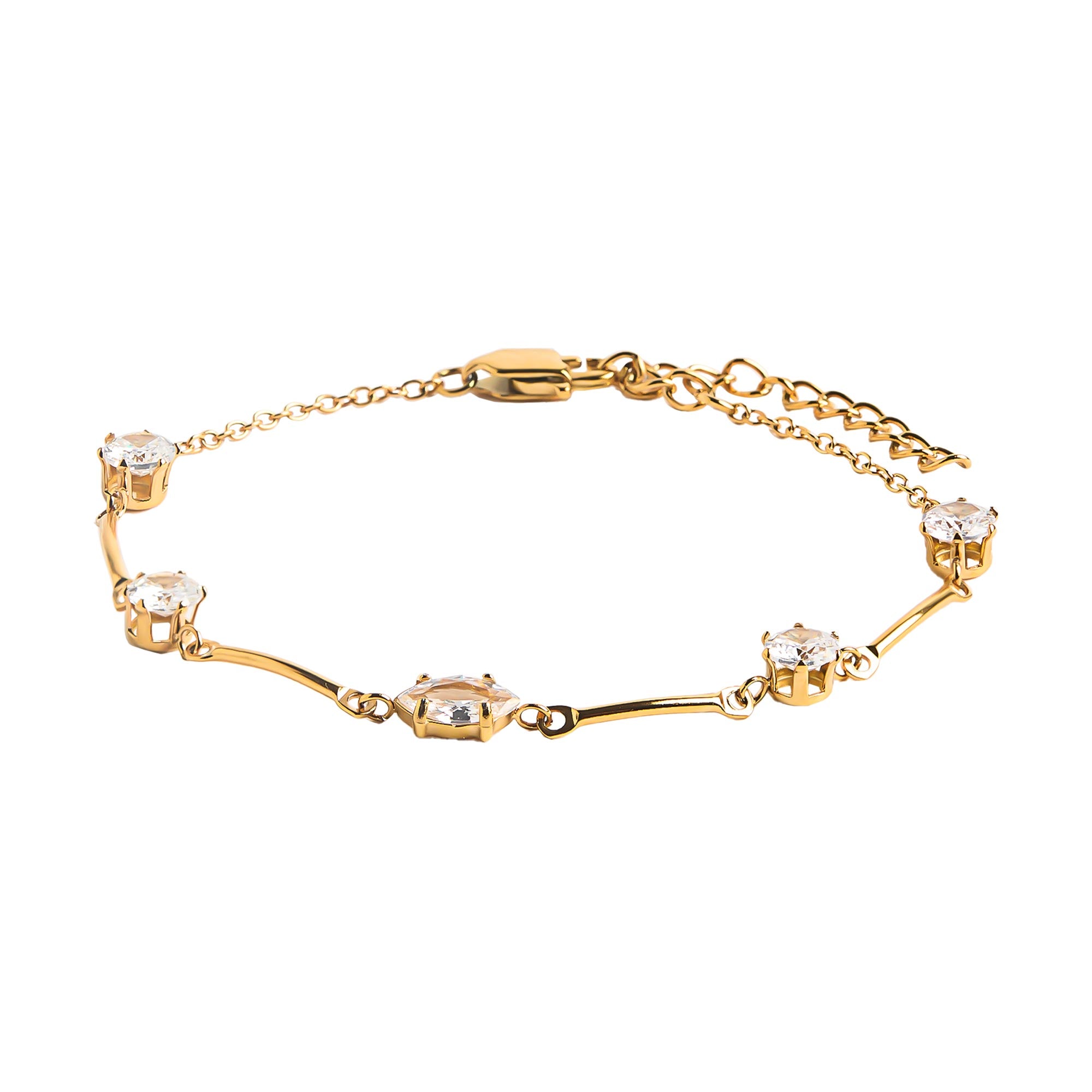 Pulsera Con Cristales - Acero Inoxidable