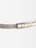 Pulsera De Malla Con Perlas De Agua Dulce  - Acero Inoxidable