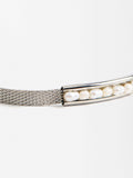 Pulsera De Malla Con Perlas De Agua Dulce  - Acero Inoxidable