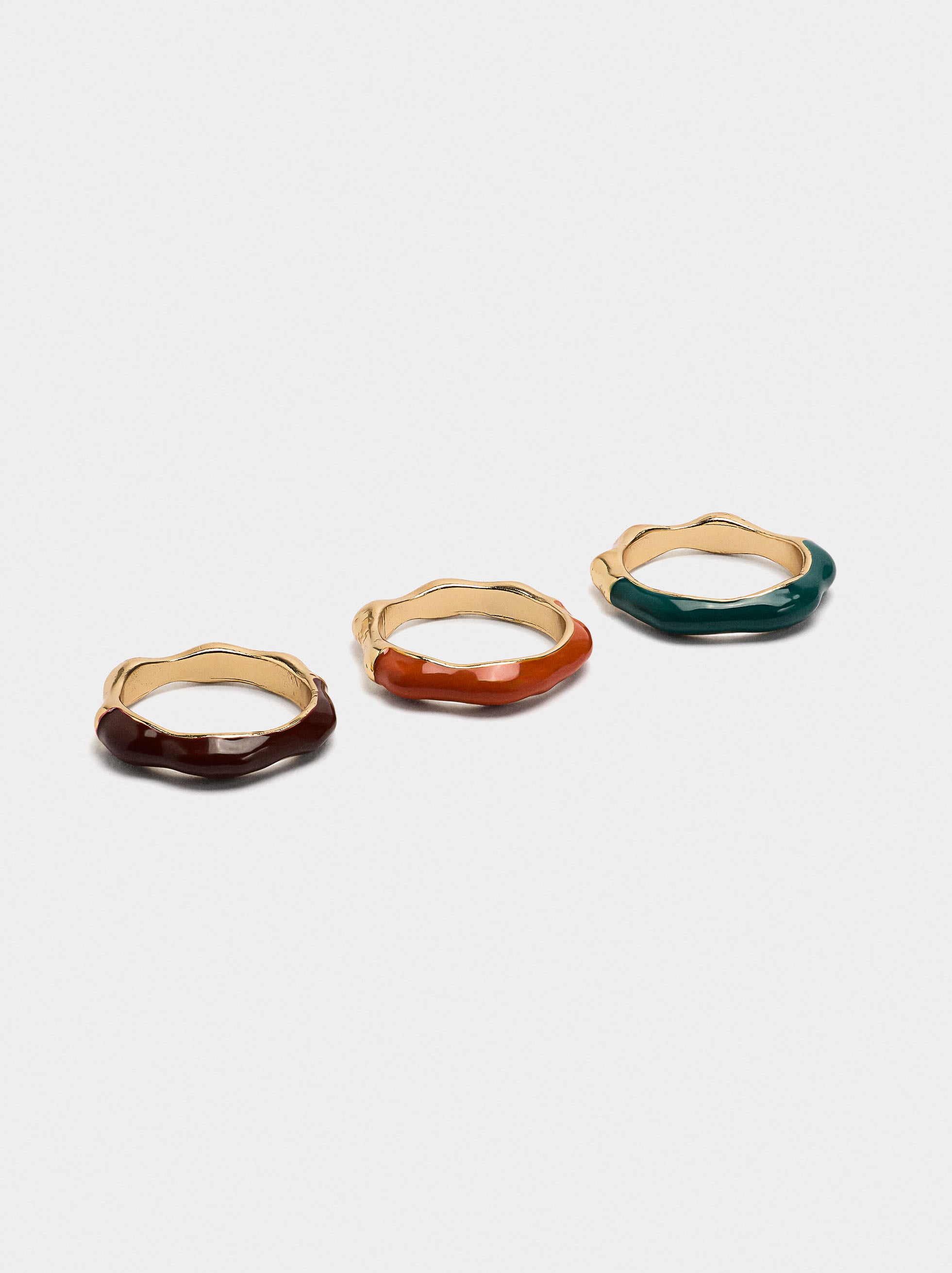 Set De Anillos Con Esmalte