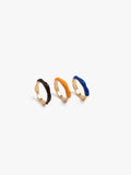 Set De Anillos Ondulados Con Esmaltado