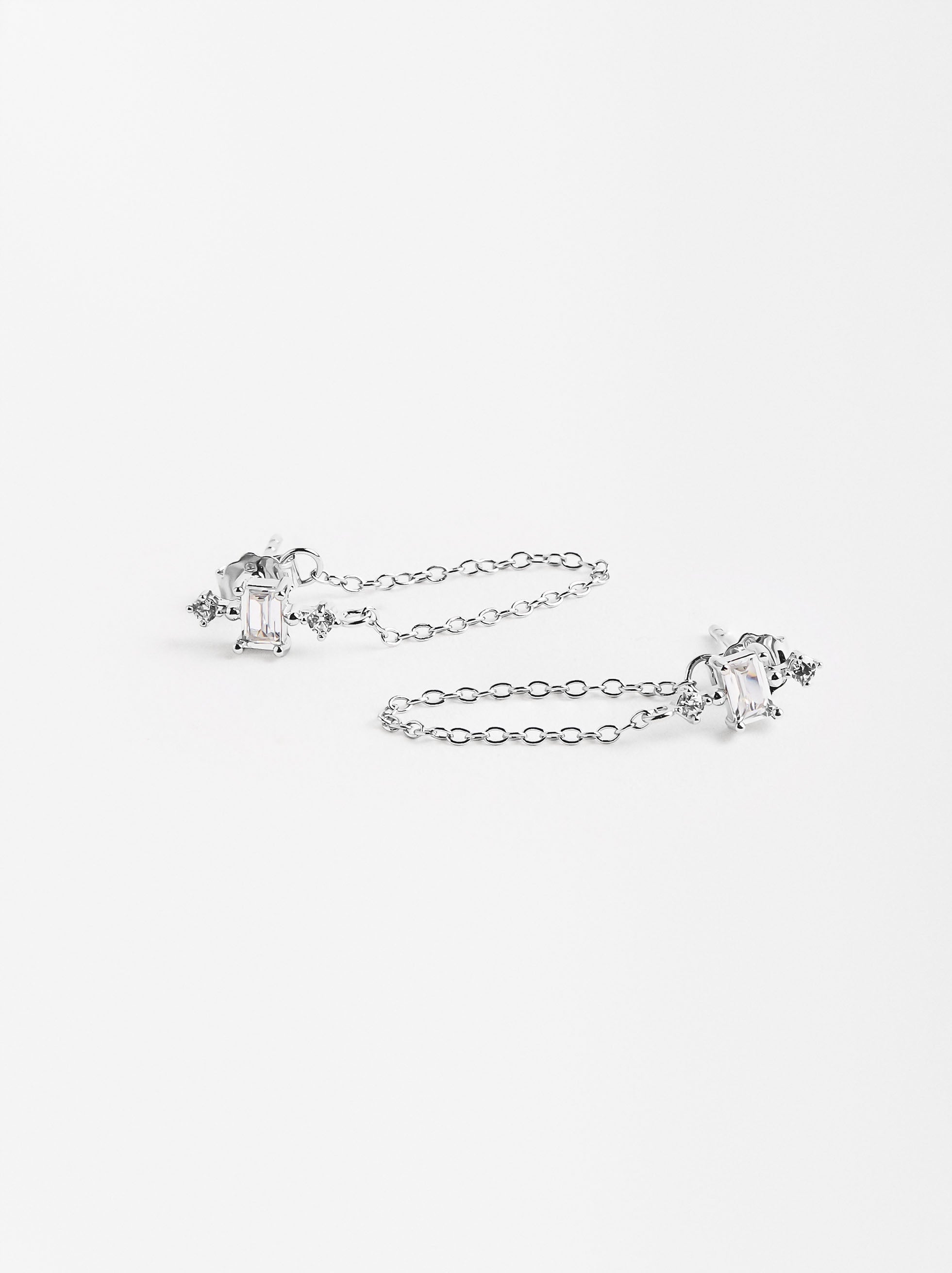 Aretes Con Circonitas - Plata De Ley 925