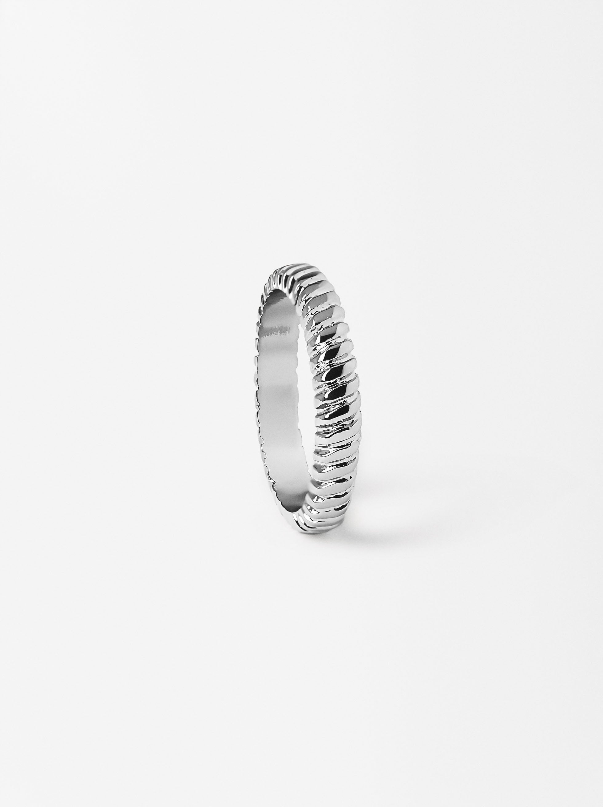 Anillo De Rayas Plateado