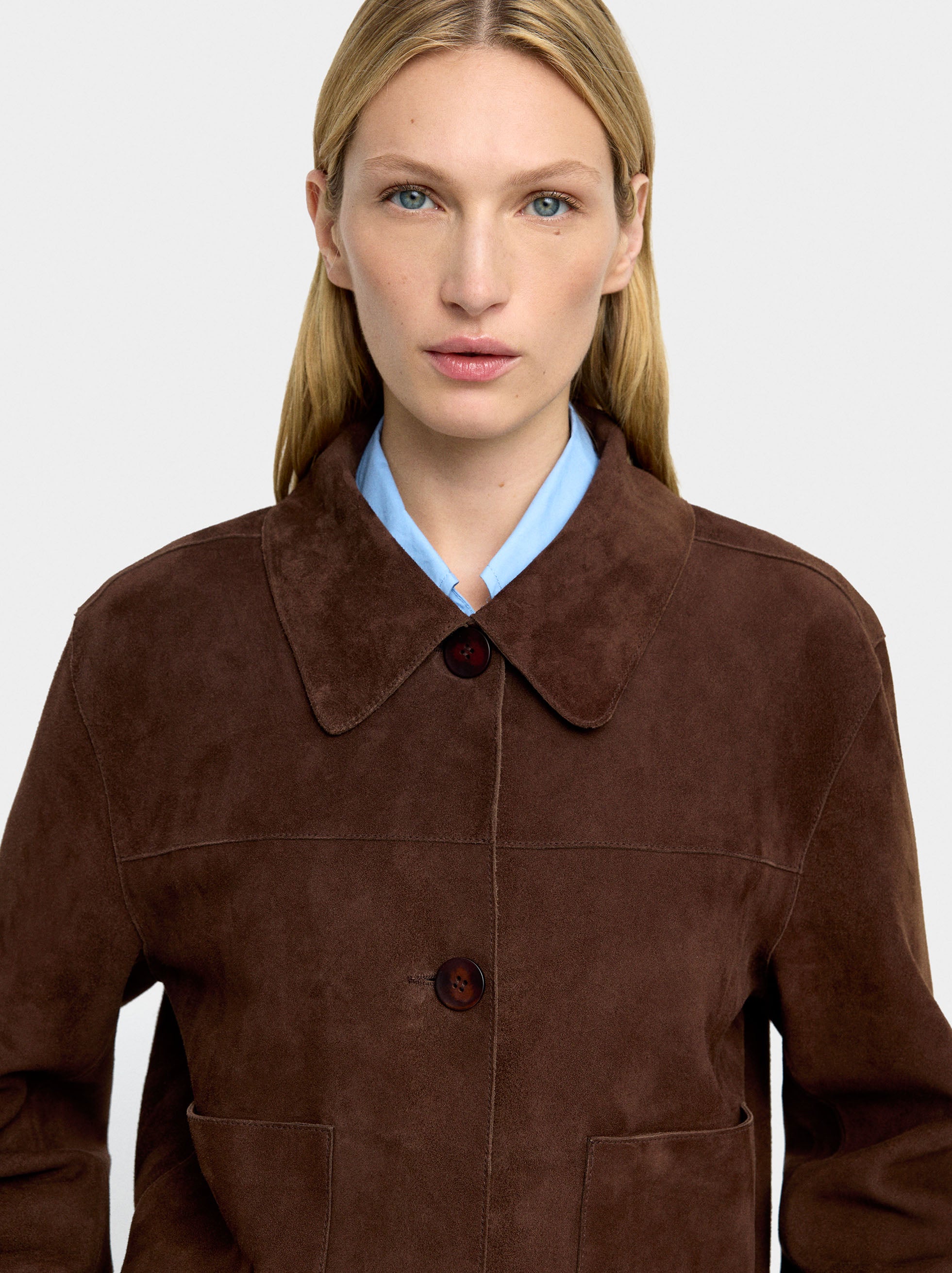 Chaqueta De Piel Con Botones