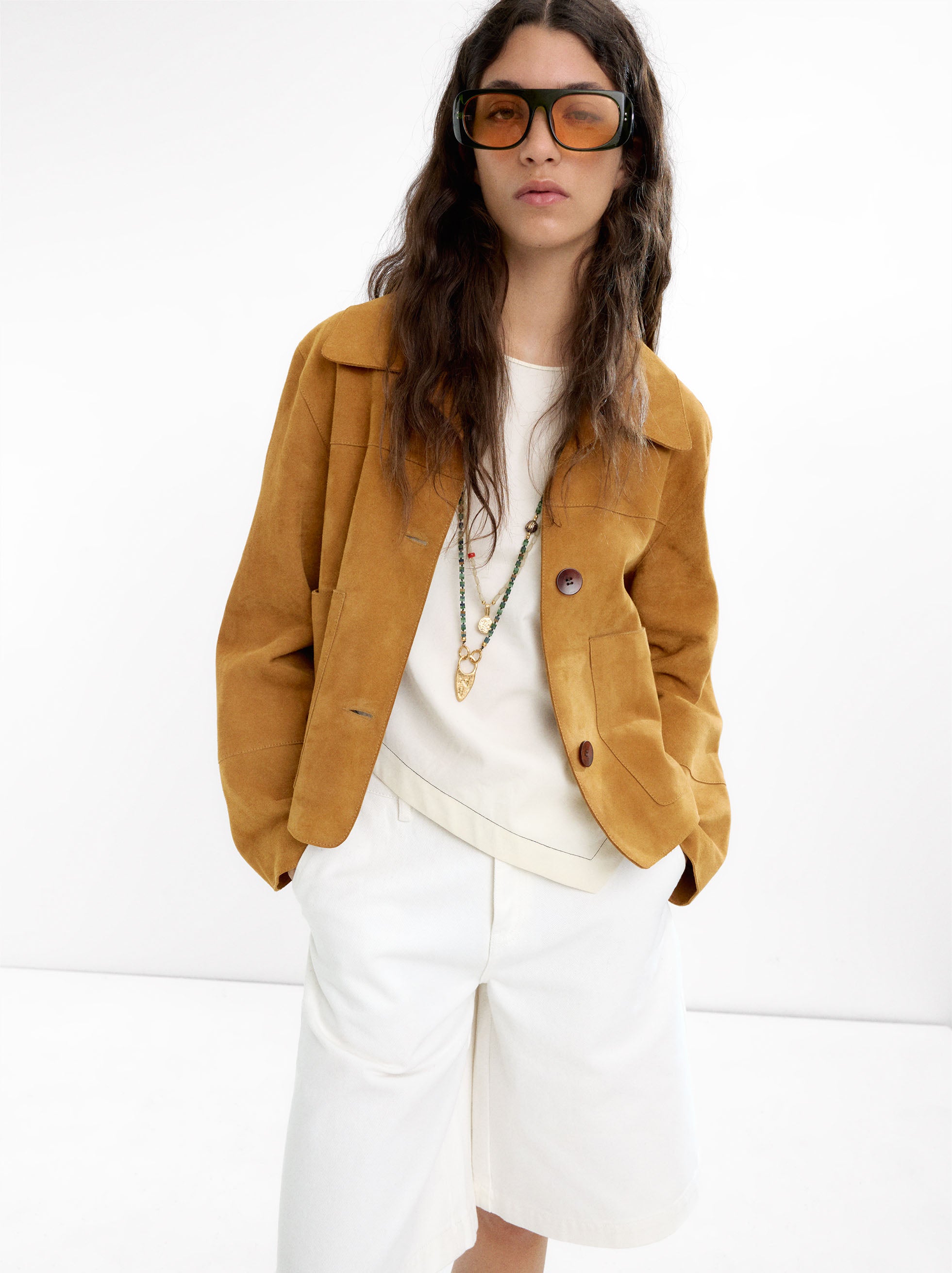 Chaqueta De Piel Con Botones