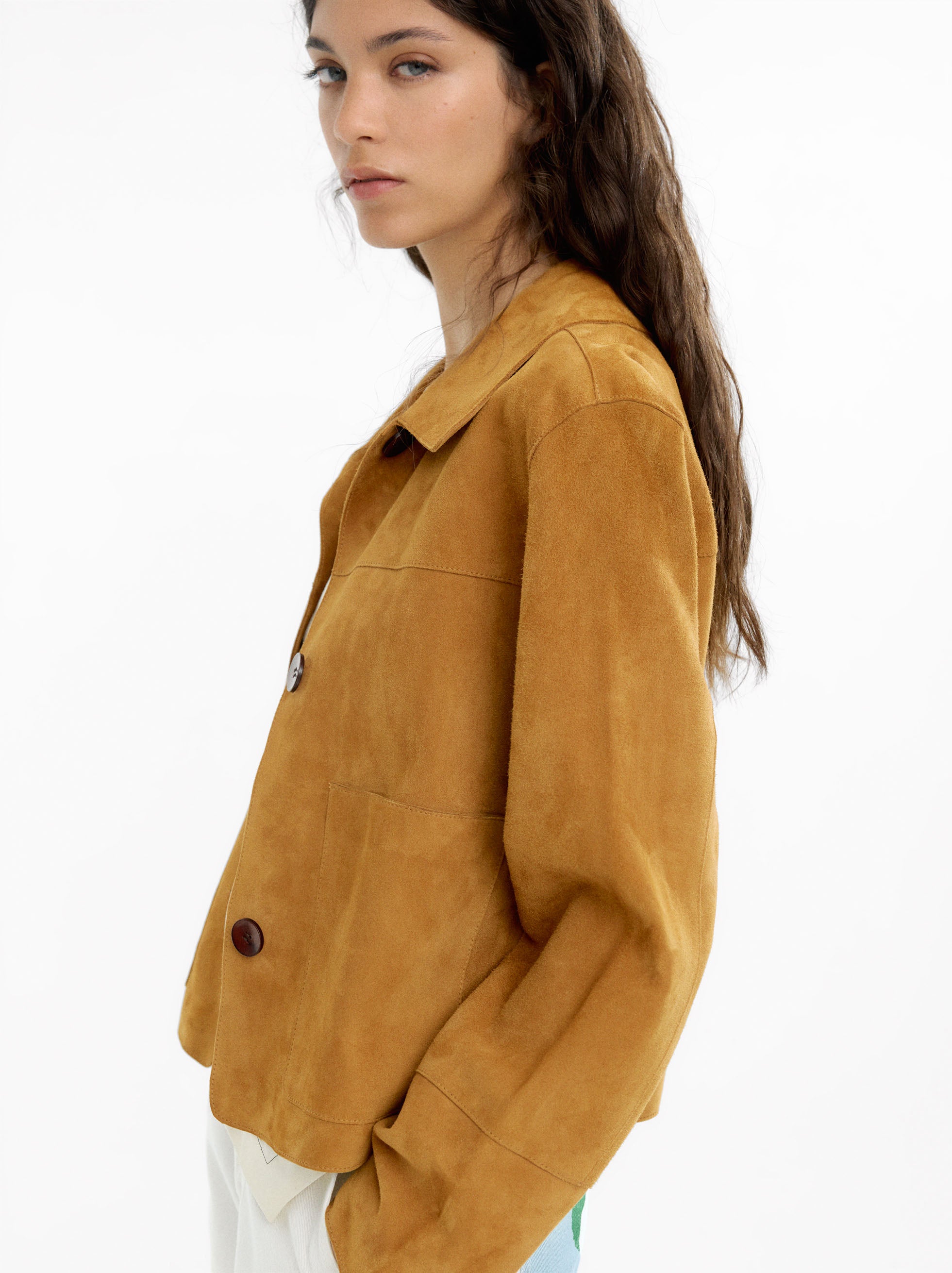 Chaqueta De Piel Con Botones