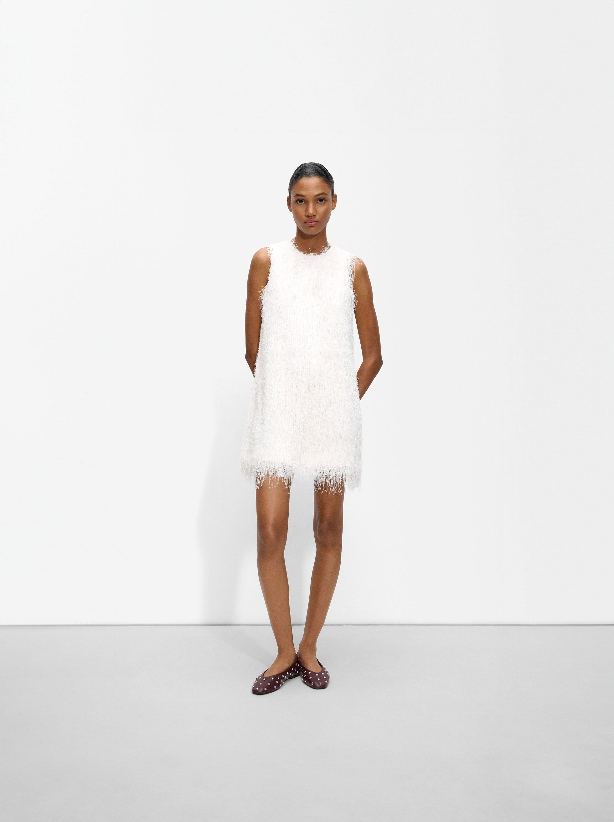Vestido Corto Efecto Pelo