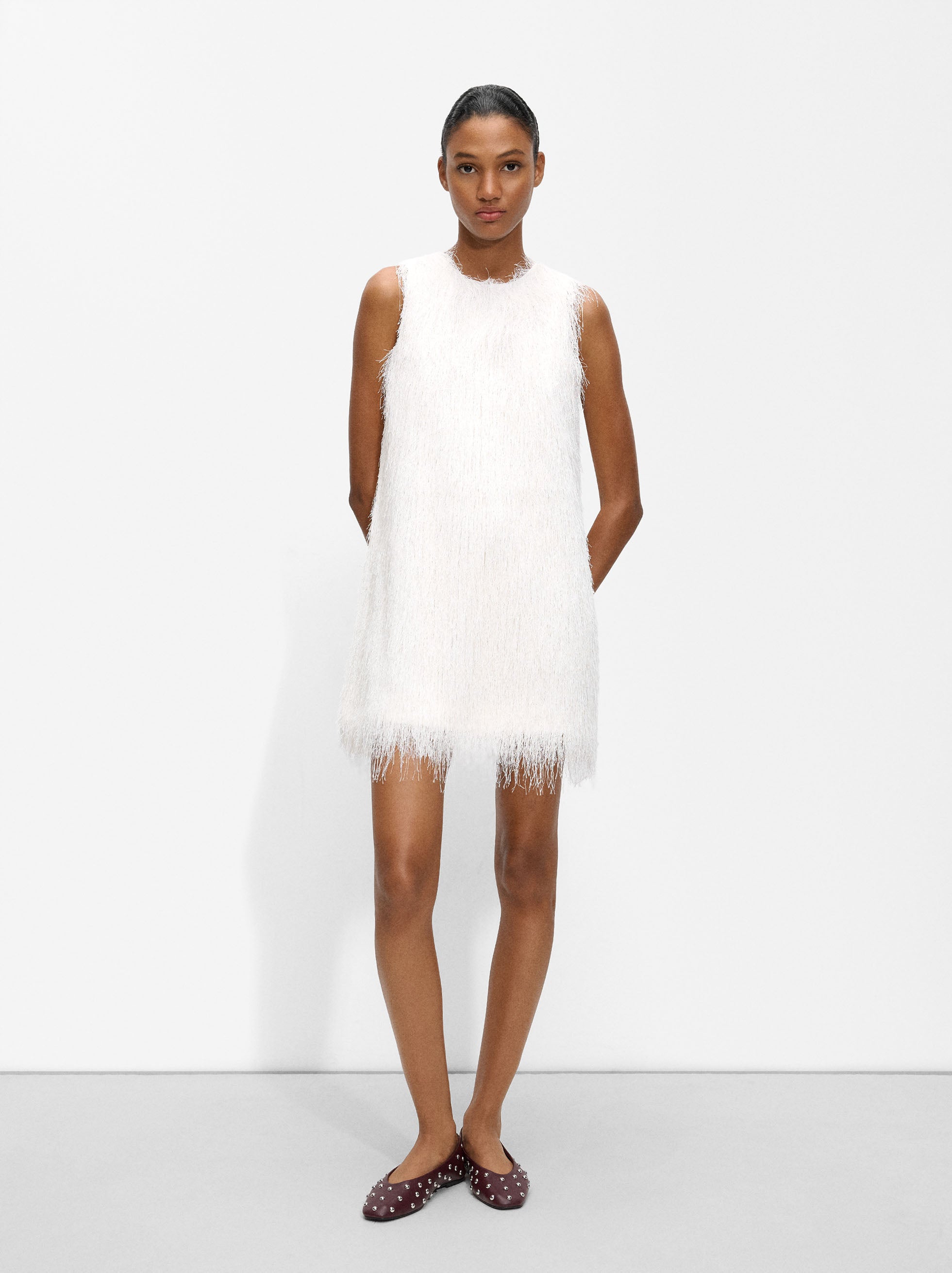 Vestido Corto Efecto Pelo