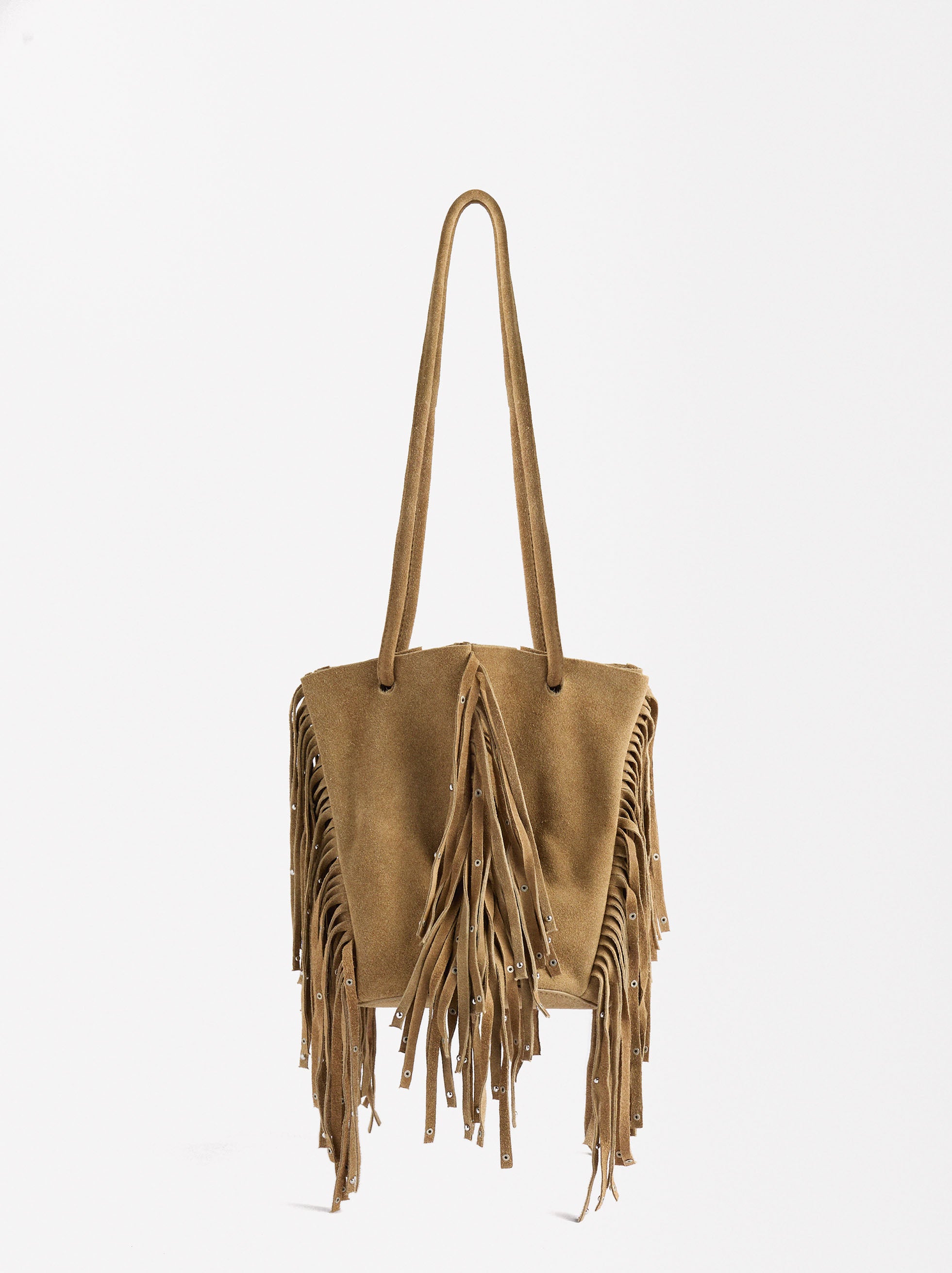 Bolso Bombonera De Piel Con Flecos